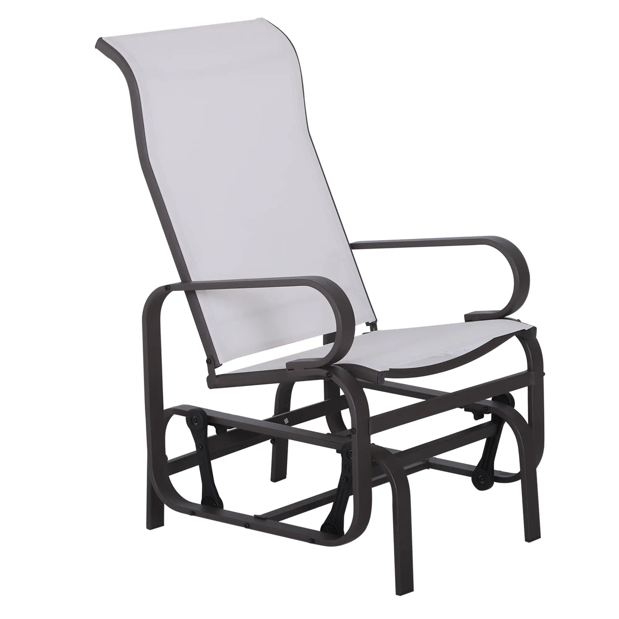 Outdoor Mesh Glider Swing Chair, Patio Garden Rocking Seat, Brown Beige - Image 11