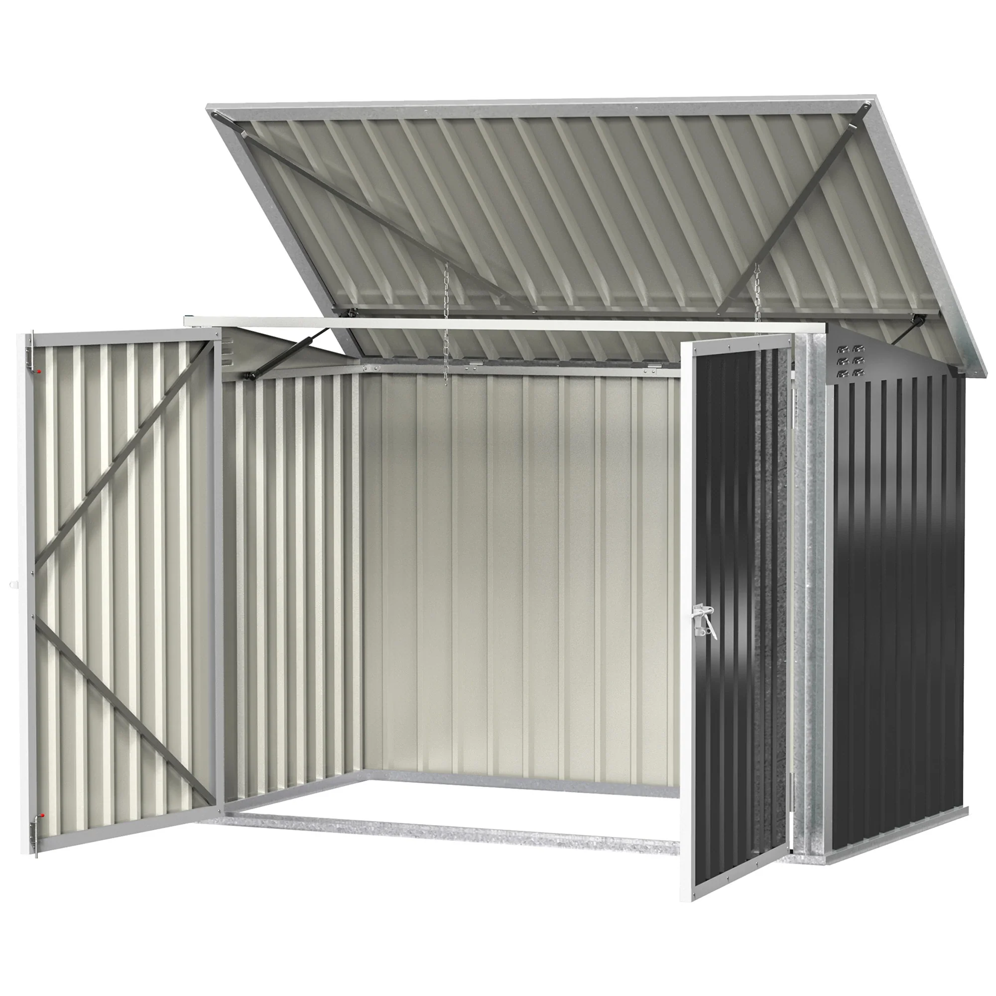 Outdoor Metal Storage Shed, Double Door with Vents, Dark Grey - Image 11