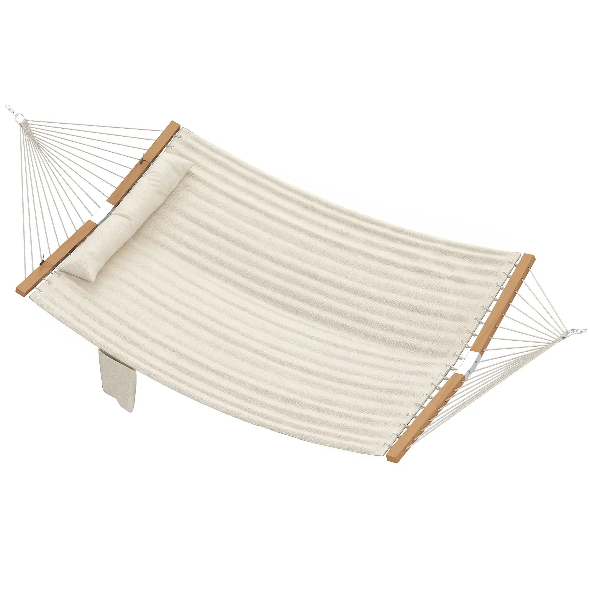 Outdoor Padded Camping Hammock With Pillow, 200 x 140 cm, Cream White