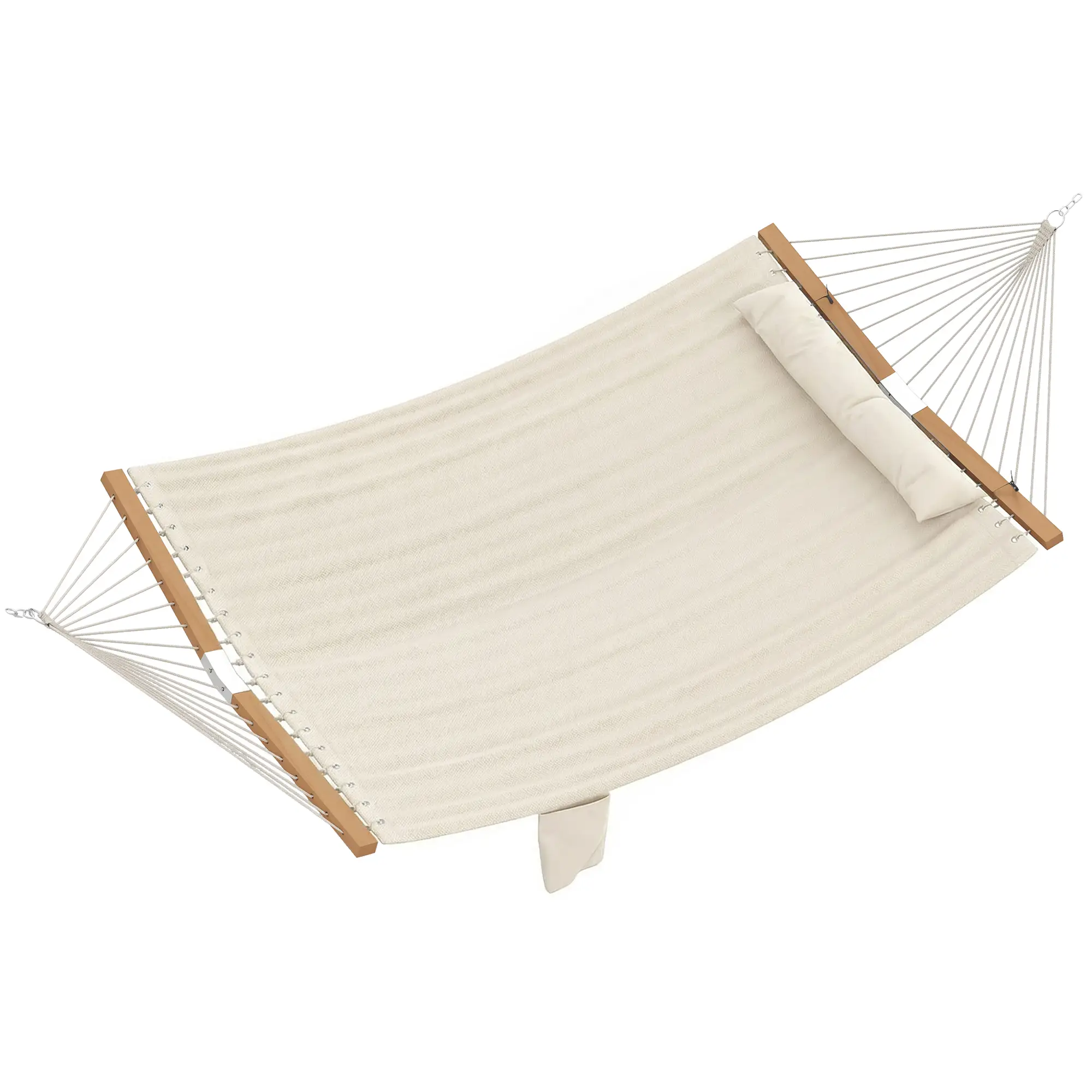 Outdoor Padded Camping Hammock With Pillow, 200 x 140 cm, Cream White - Image 11