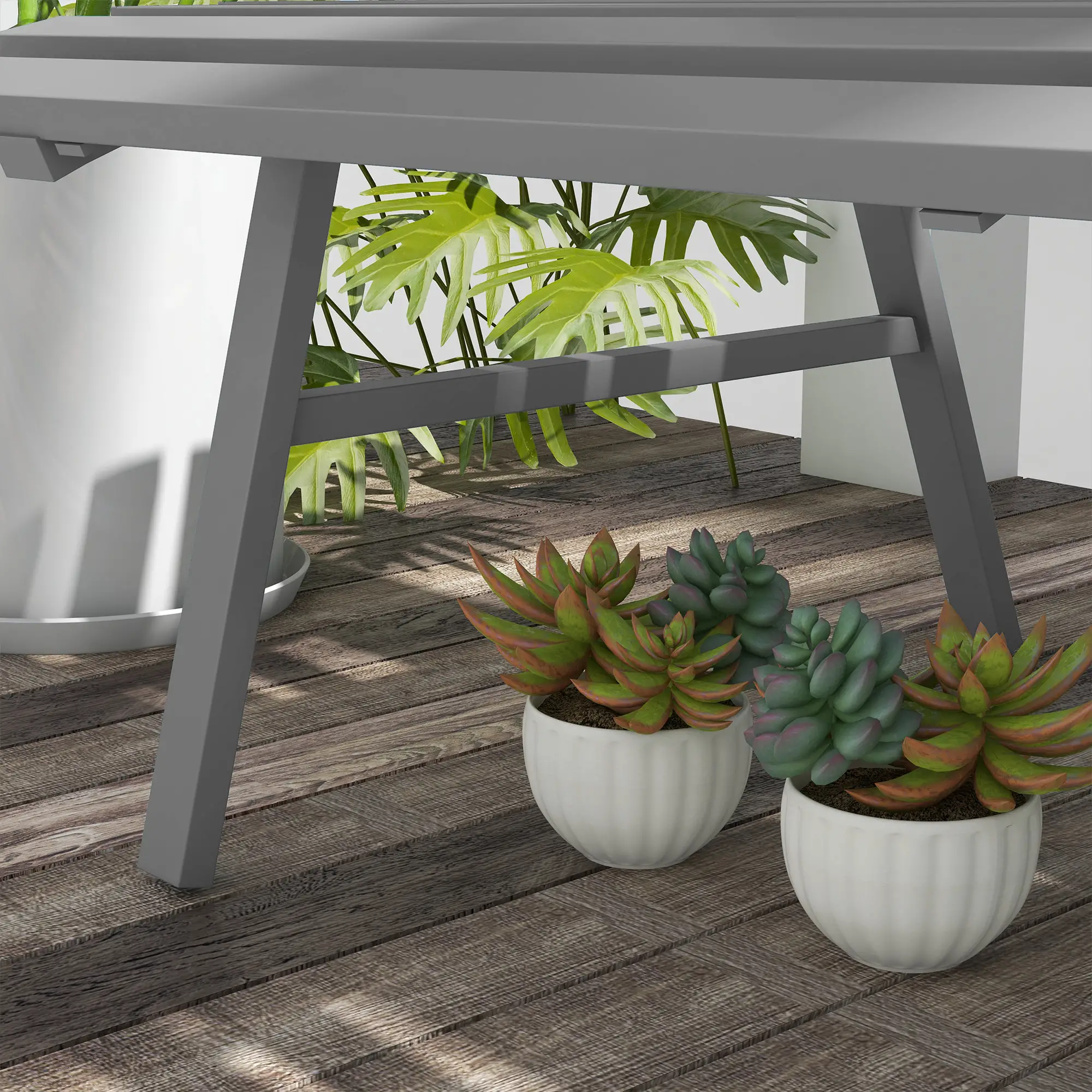 Outdoor Patio Bench, Aluminum Lightweight Park Bench, Grey - Image 10