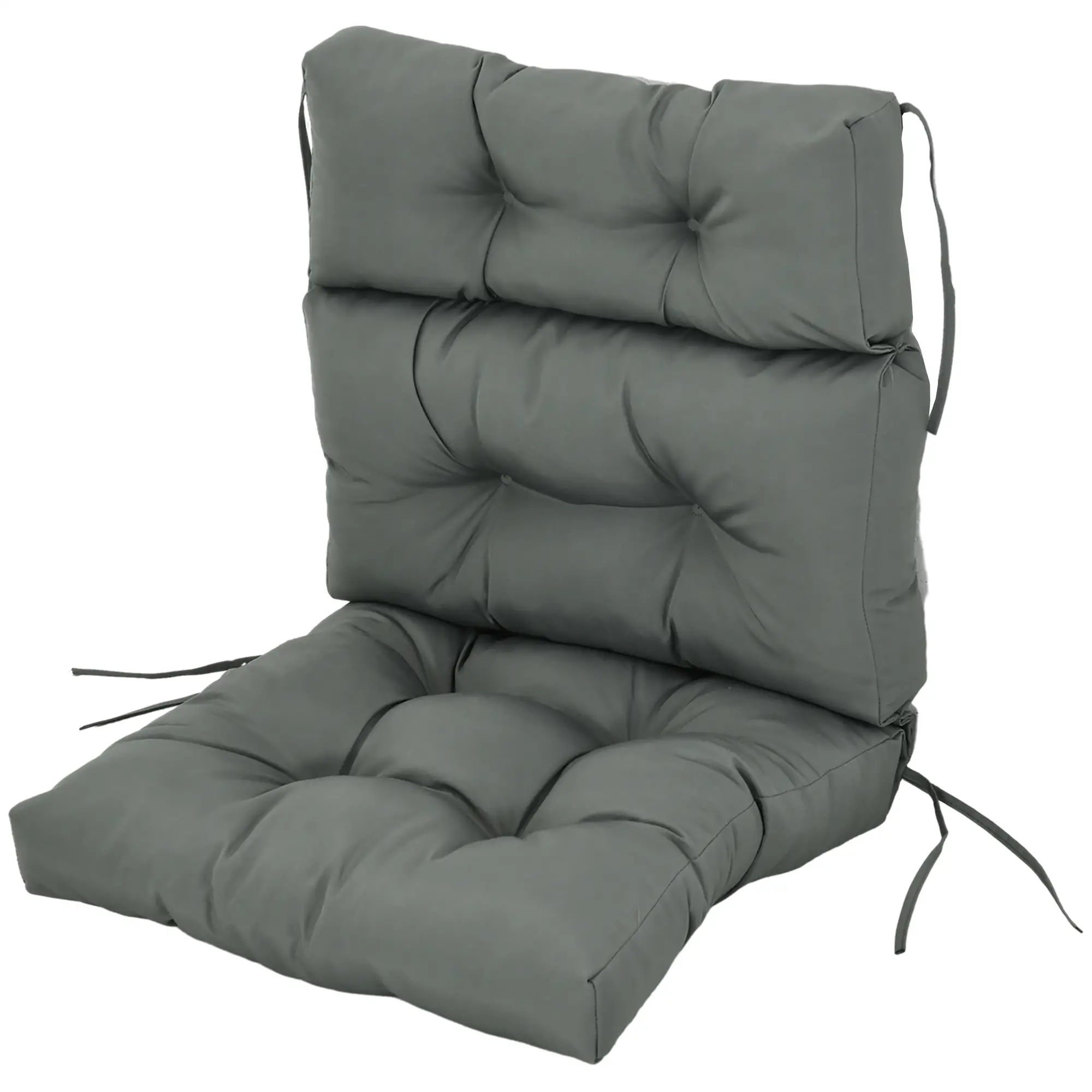 Outdoor Patio Chair Cushion, Tufted with Thick Filling, Dark Grey
