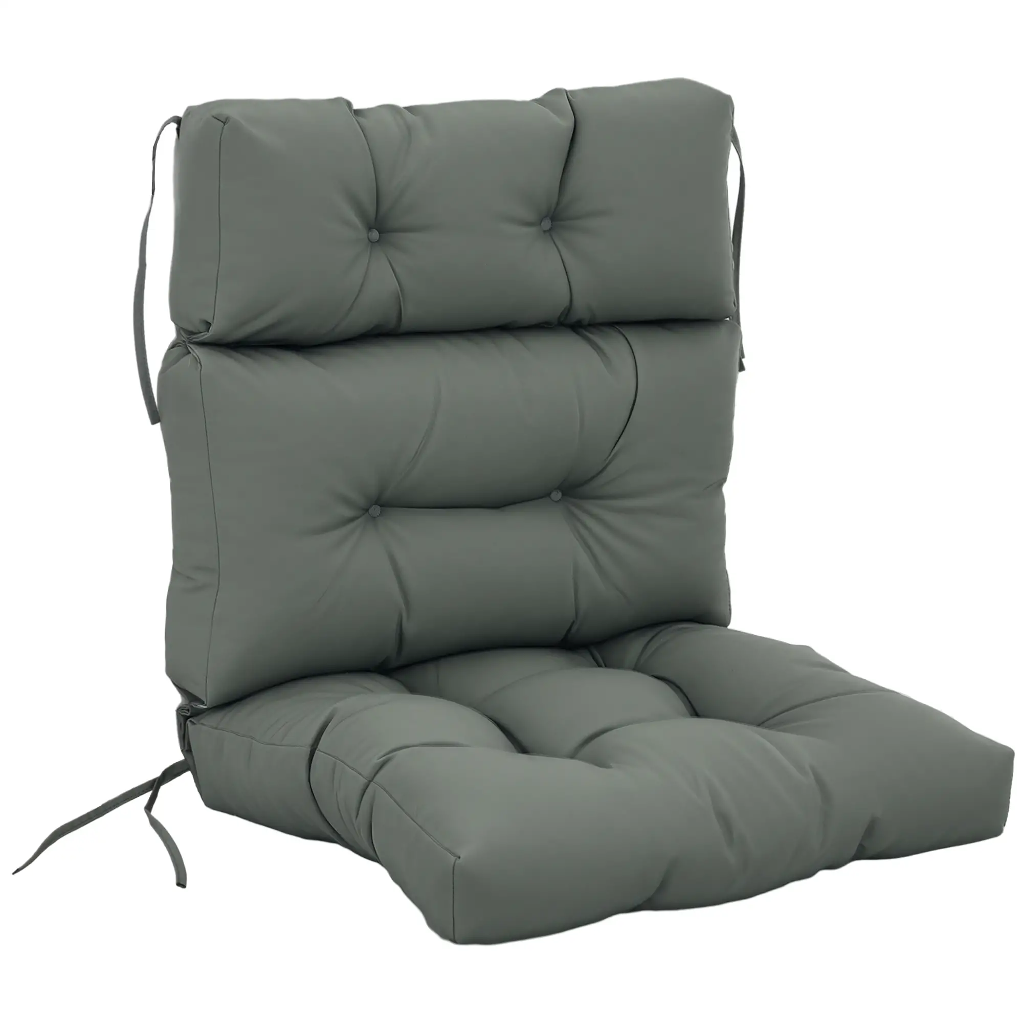 Outdoor Patio Chair Cushion, Tufted with Thick Filling, Dark Grey - Image 11