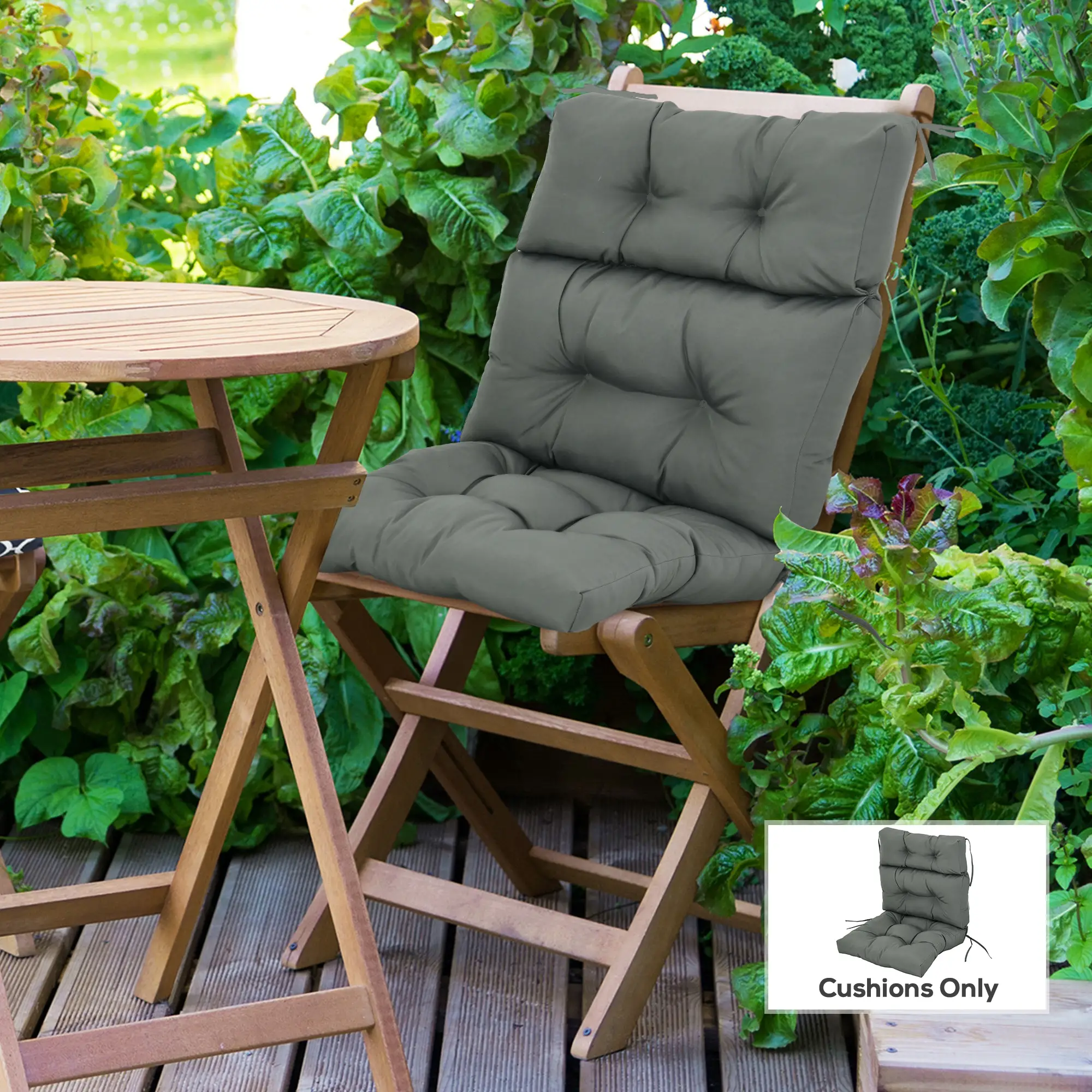 Outdoor Patio Chair Cushion, Tufted with Thick Filling, Dark Grey - Image 8