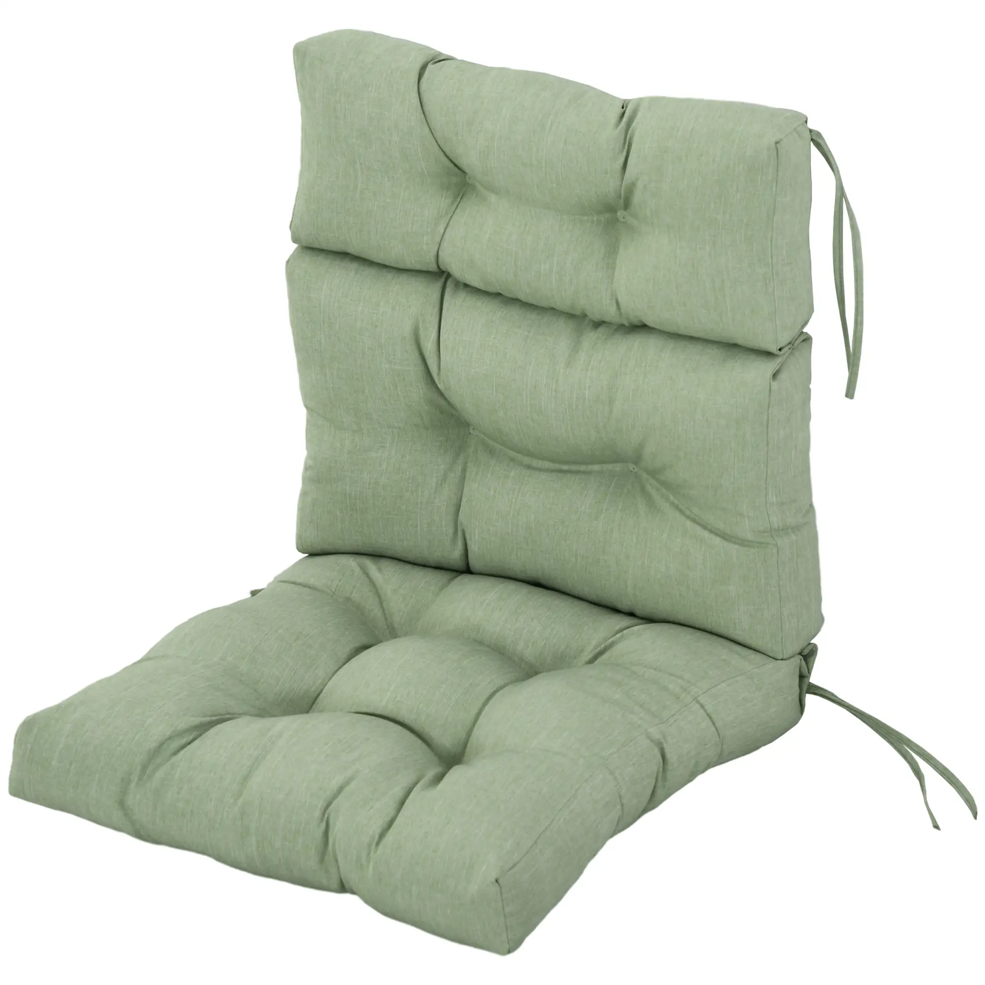 Outdoor Patio Chair Cushion, Tufted with Ties, Light Green