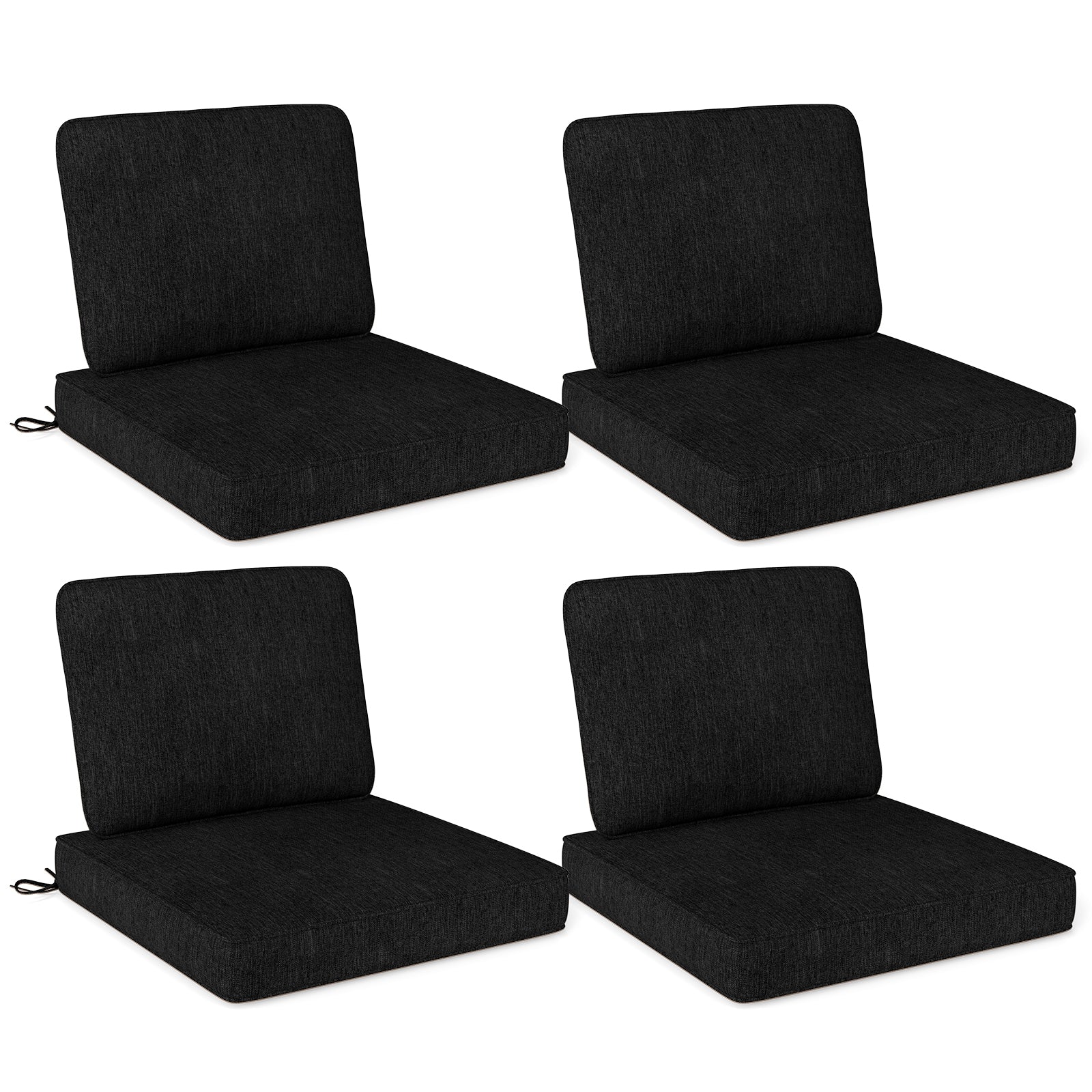 Outdoor Patio Cushion Set, 4 Piece, Removable Covers, Black