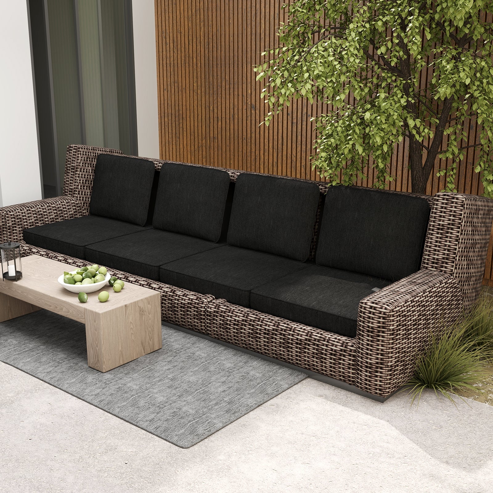 Outdoor Patio Cushion Set, 4 Piece, Removable Covers, Black - Image 3