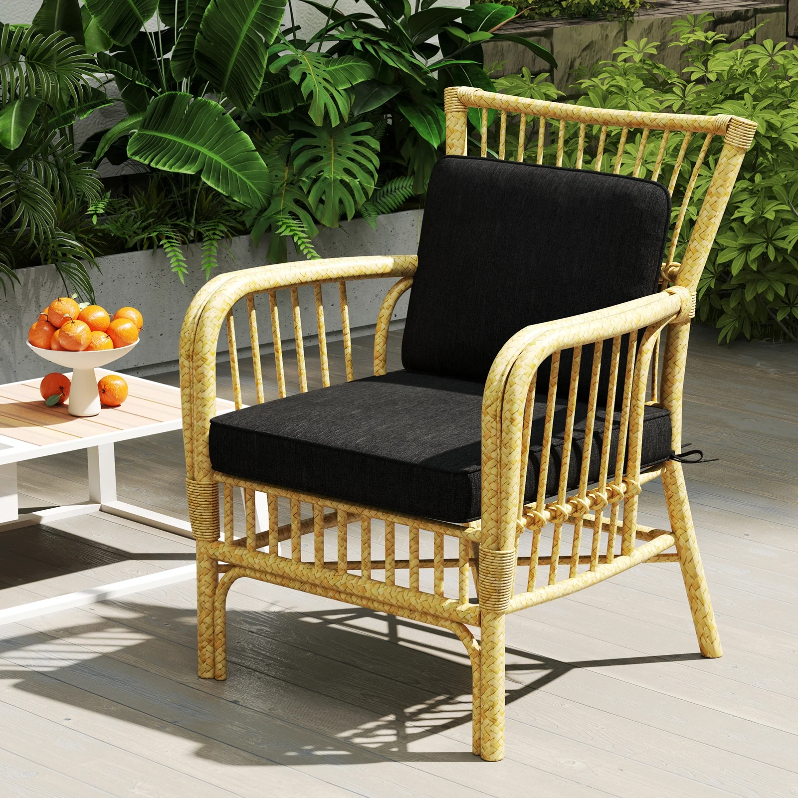 Outdoor Patio Cushion Set, 4 Piece, Removable Covers, Black - Image 7