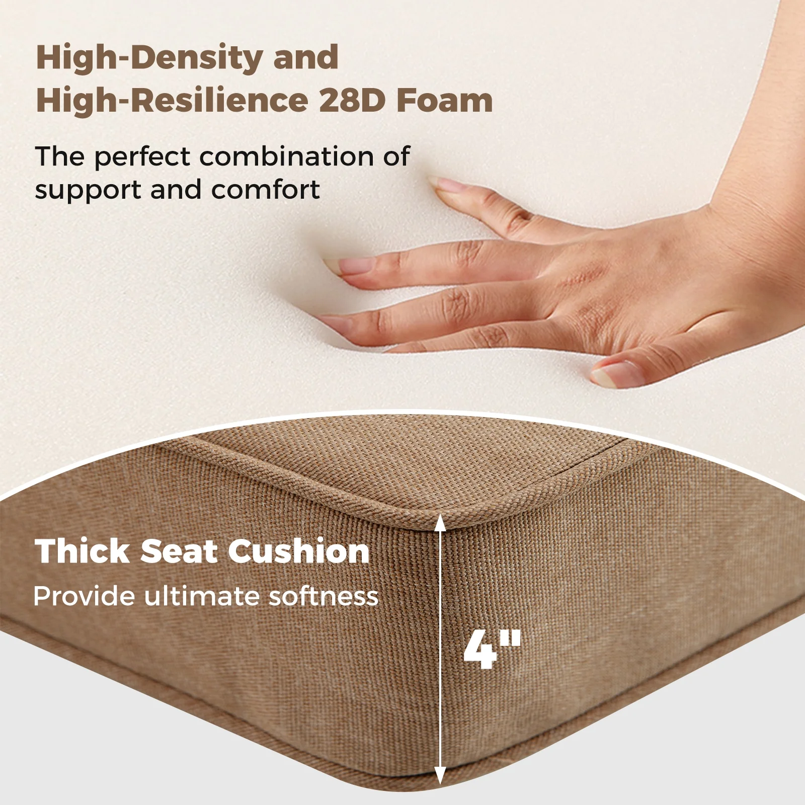 Outdoor Patio Cushion Set, 4 Piece, Removable Covers, Brown - Image 10