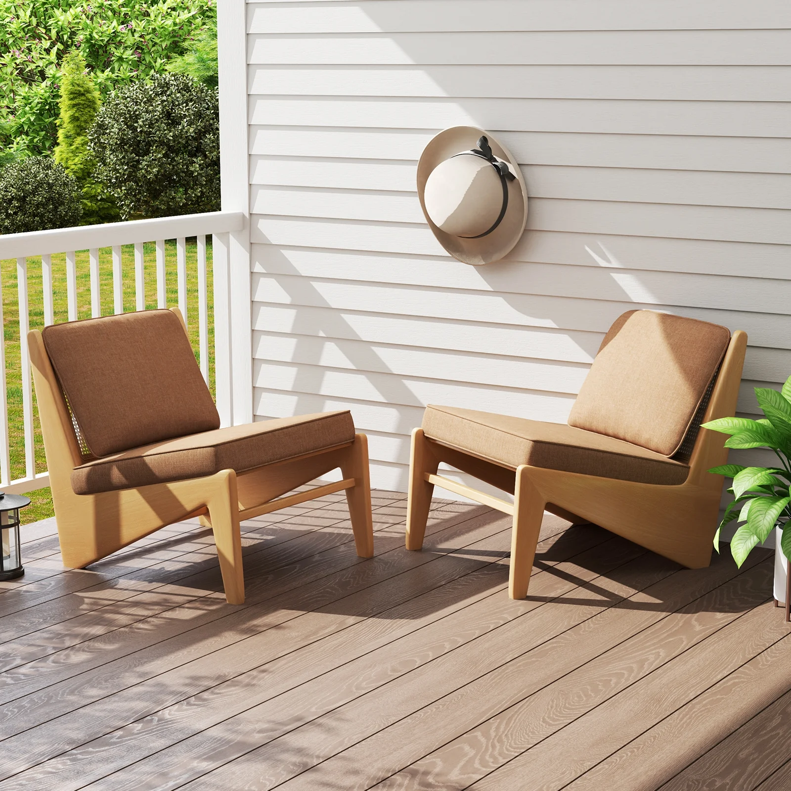 Outdoor Patio Cushion Set, 4 Piece, Removable Covers, Brown - Image 2