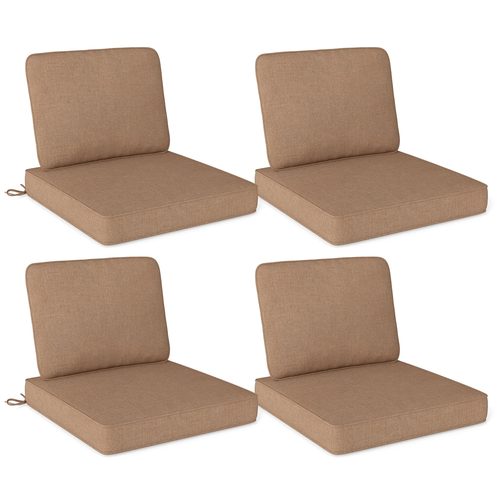 Outdoor Patio Cushion Set, 4 Piece, Removable Covers, Brown - Image 4
