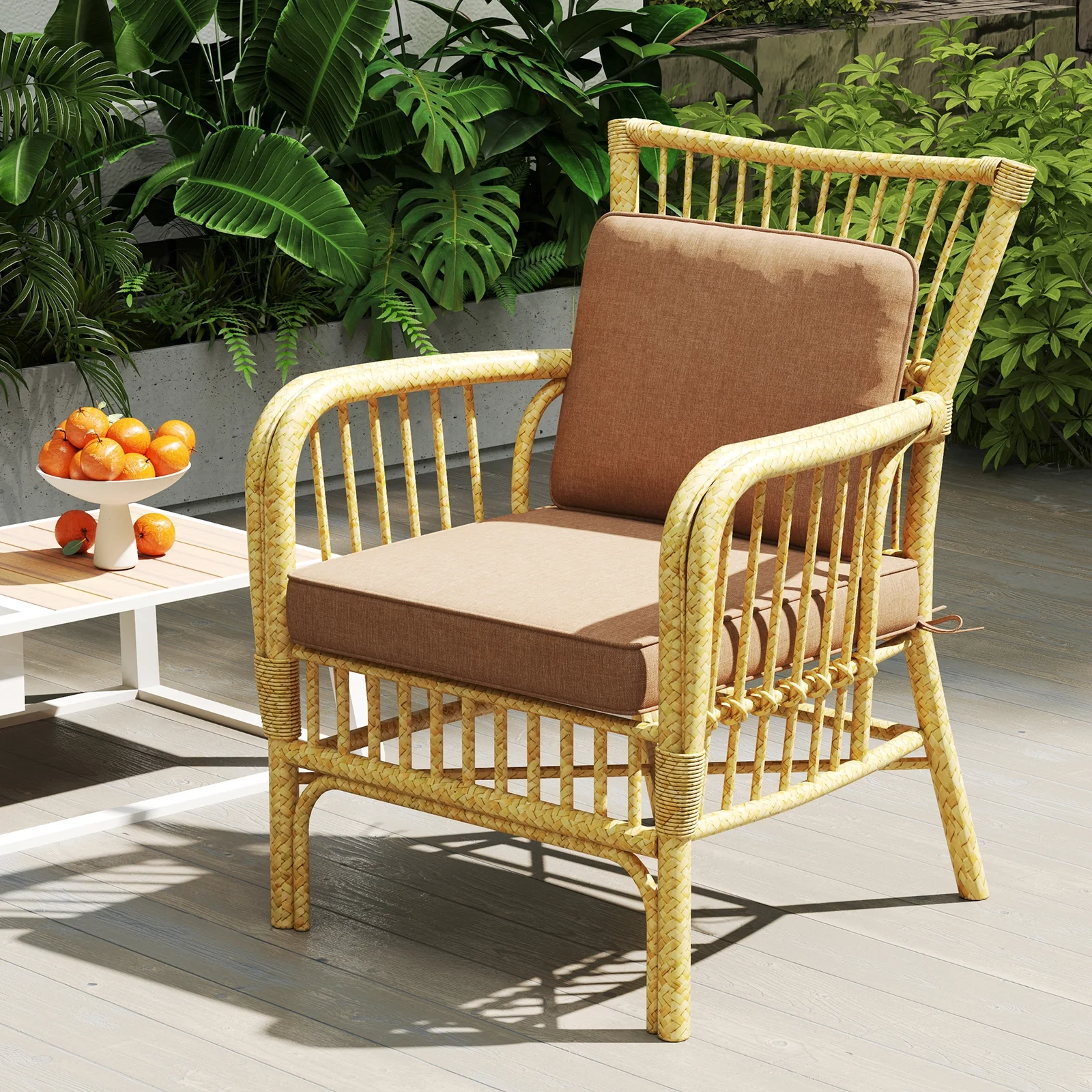 Outdoor Patio Cushion Set, 4 Piece, Removable Covers, Brown - Image 7