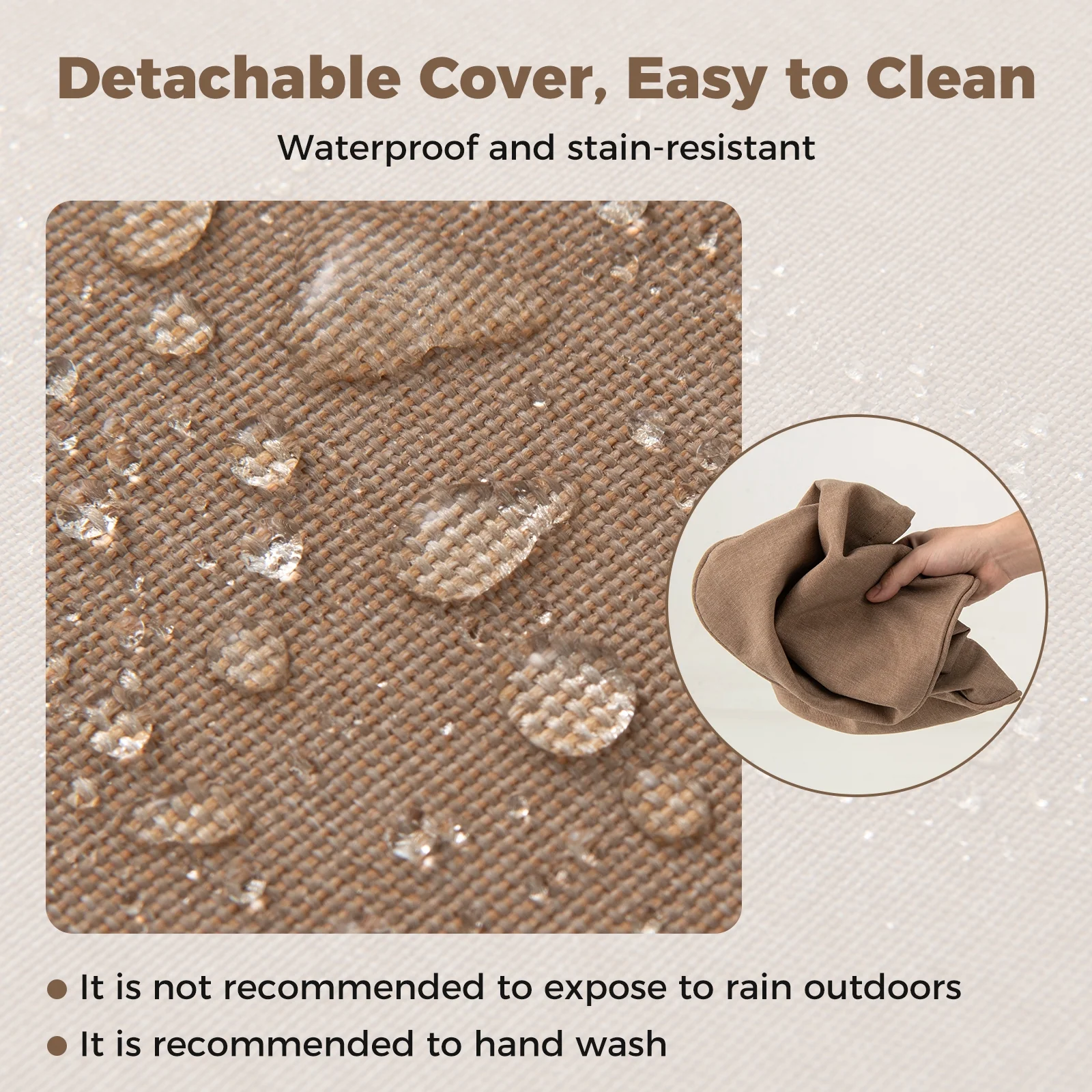 Outdoor Patio Cushion Set, 4 Piece, Removable Covers, Brown - Image 9