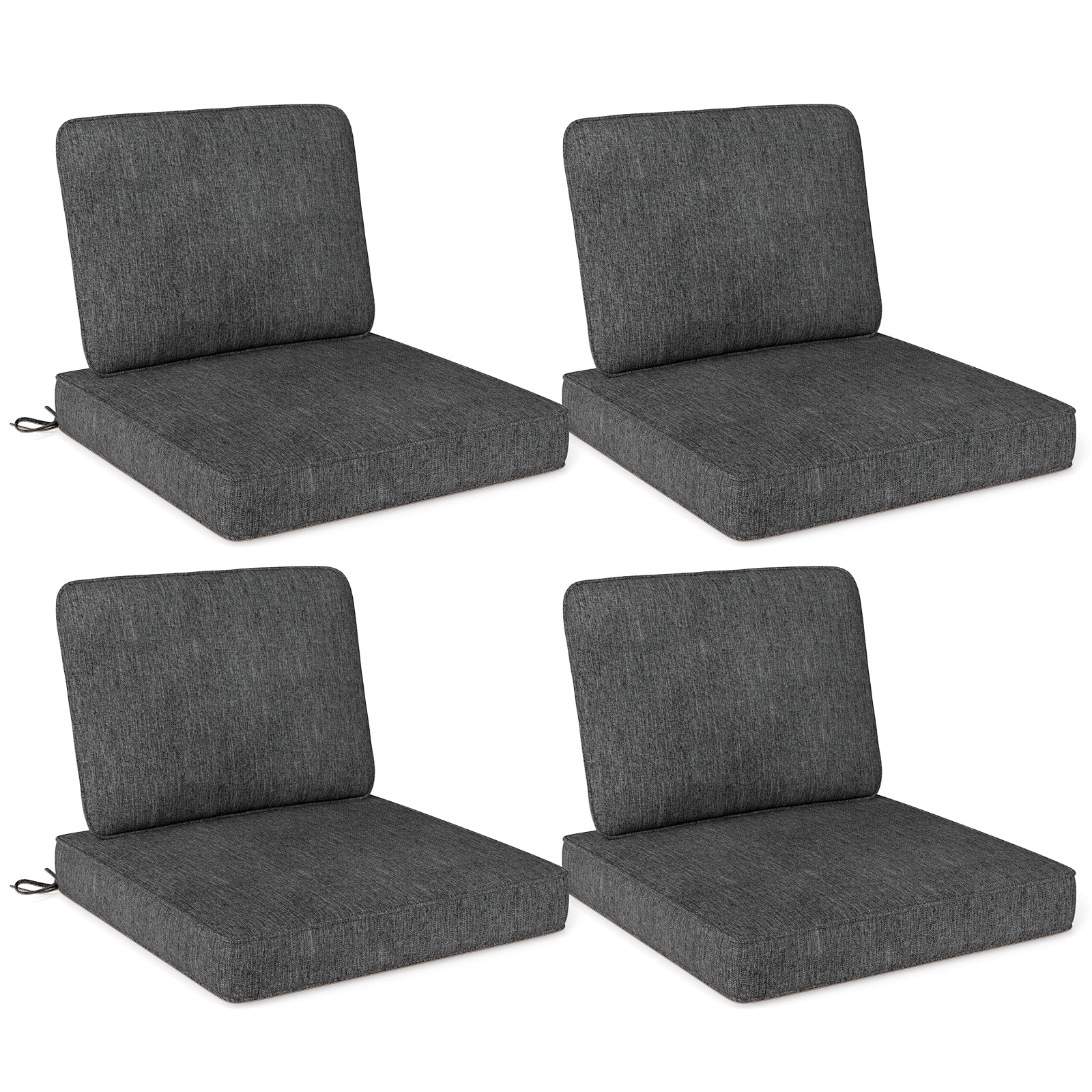 Outdoor Patio Cushion Set, 4 Piece, Removable Covers, Gray