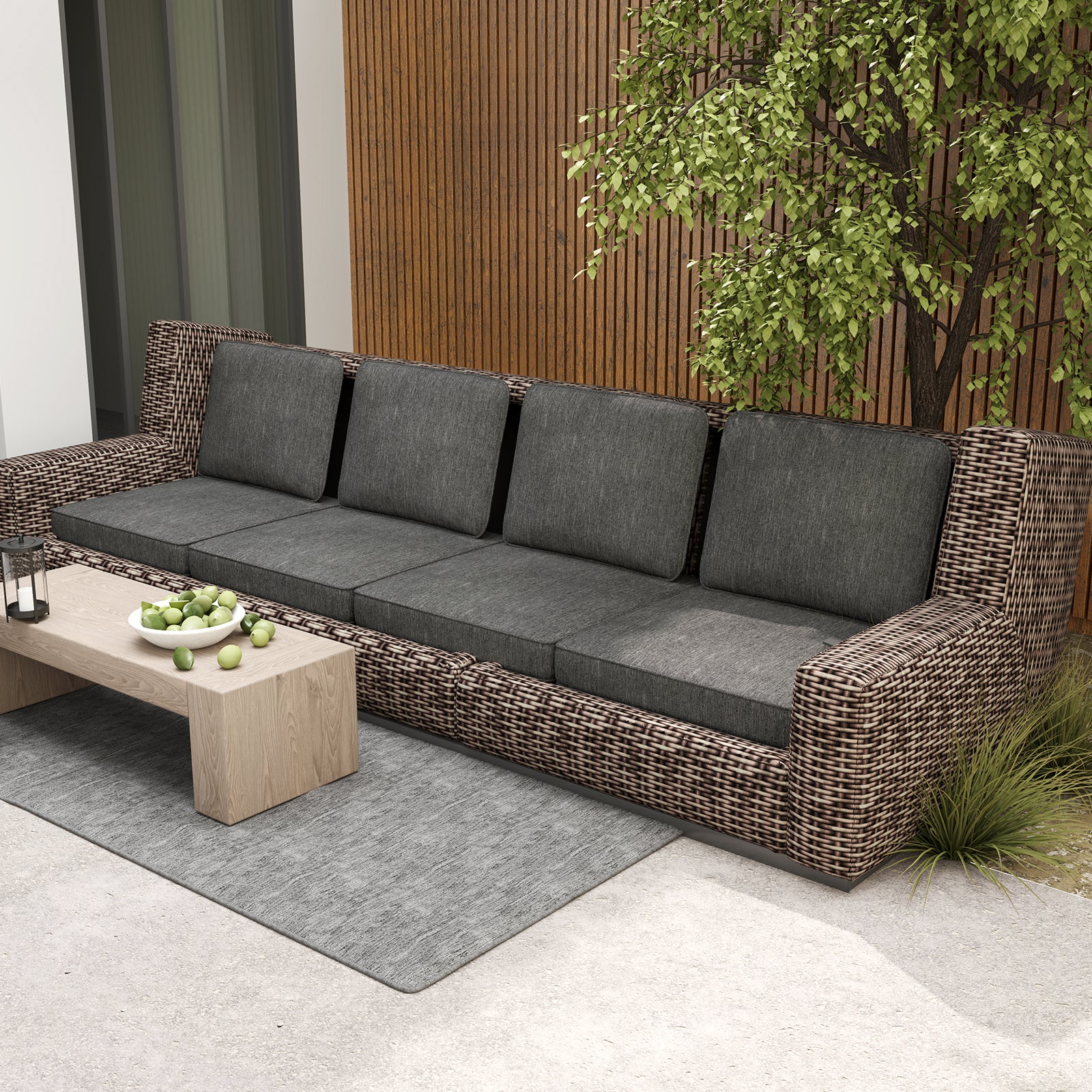 Outdoor Patio Cushion Set, 4 Piece, Removable Covers, Gray - Image 3