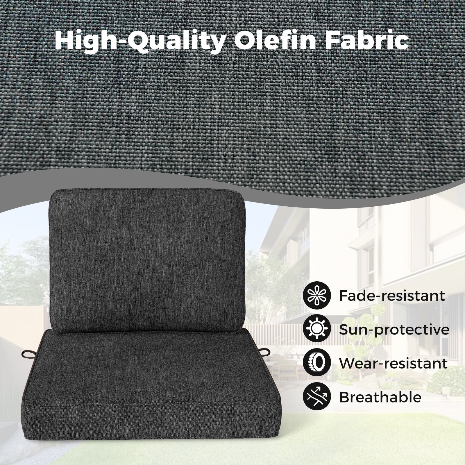 Outdoor Patio Cushion Set, 4 Piece, Removable Covers, Gray - Image 8