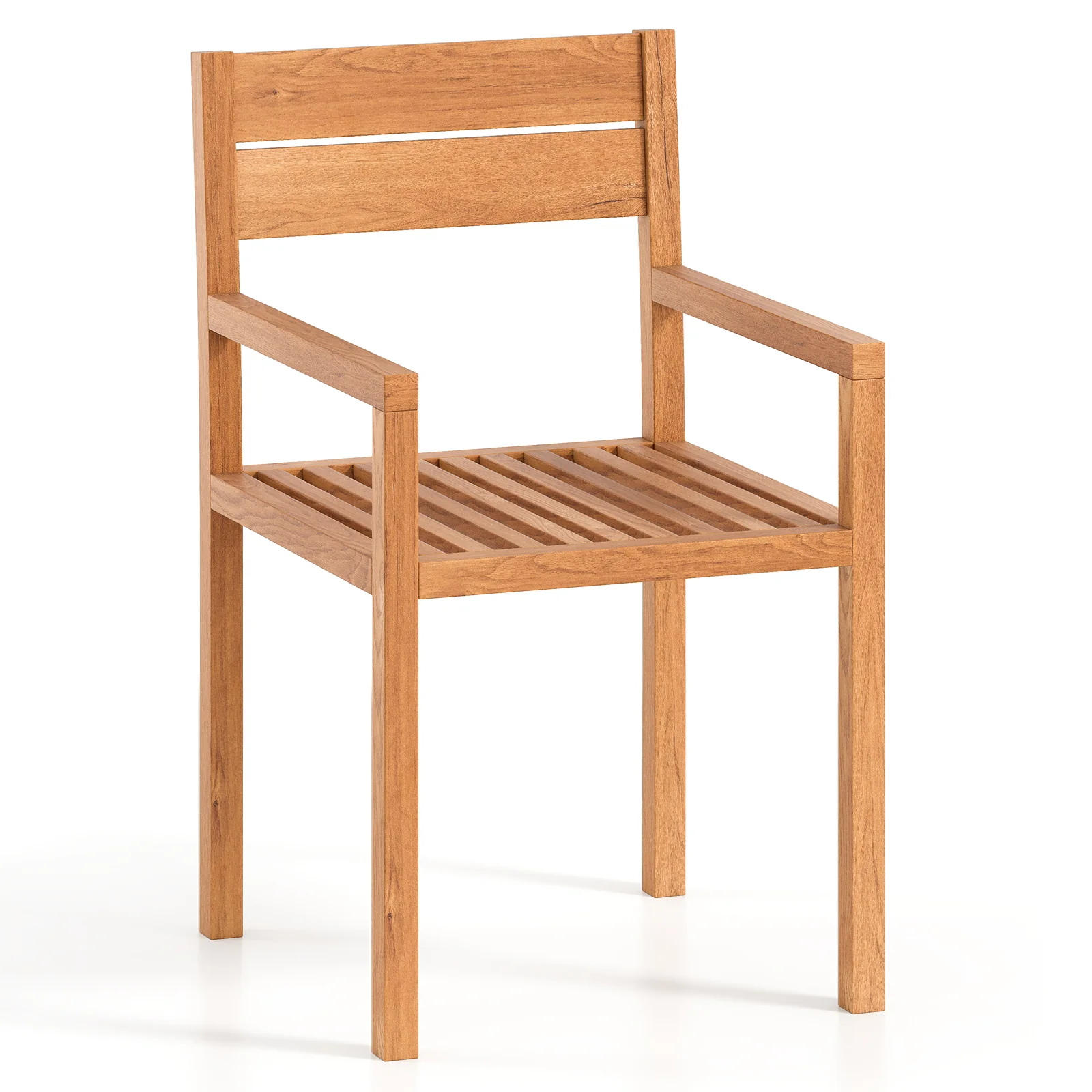 Outdoor Patio Dining Teak Wood Armchair, Natural - Image 3