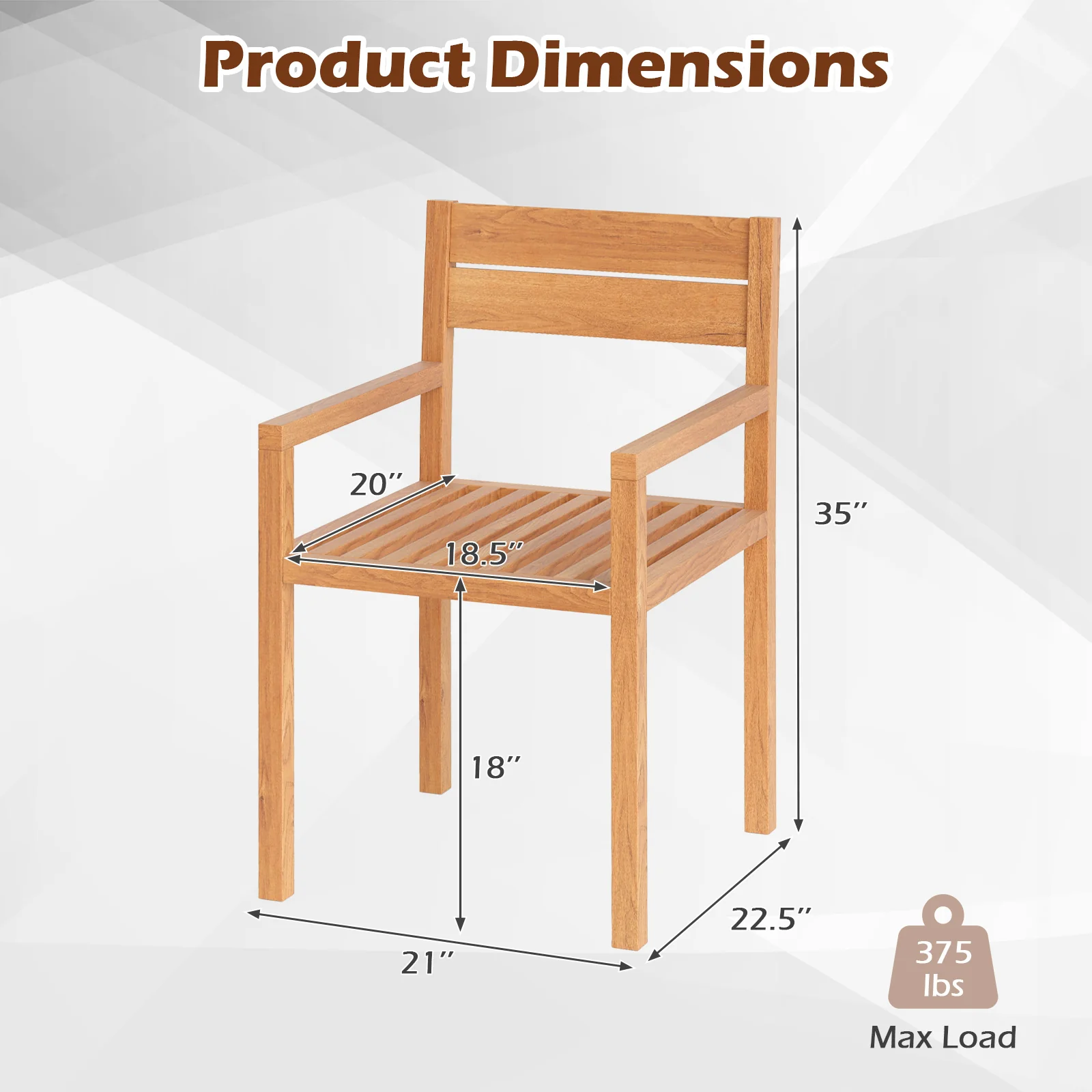 Outdoor Patio Dining Teak Wood Armchair, Natural - Image 4