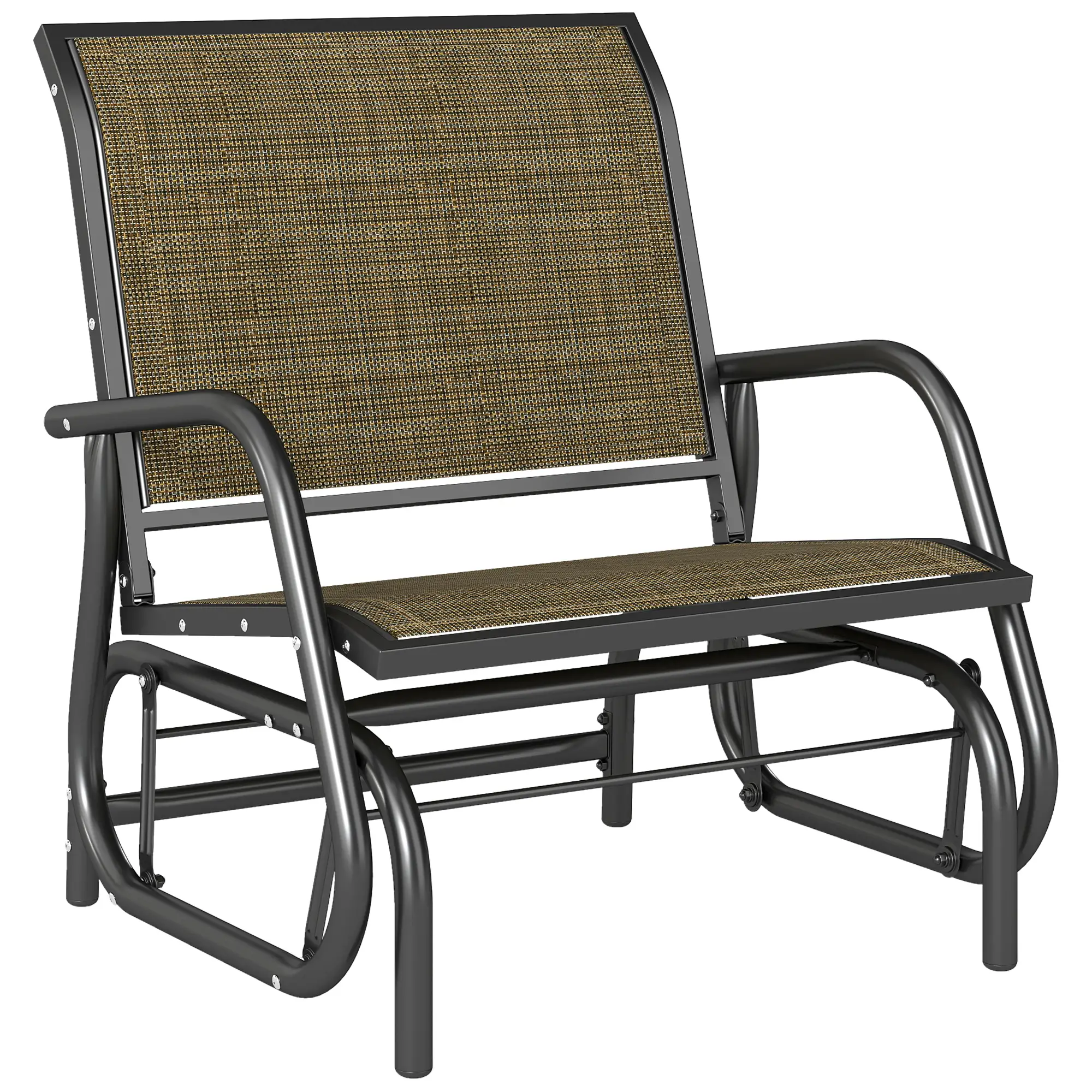 Outdoor Patio Glider Chair, Breathable Mesh Seat, Light Mixed Brown - Image 11