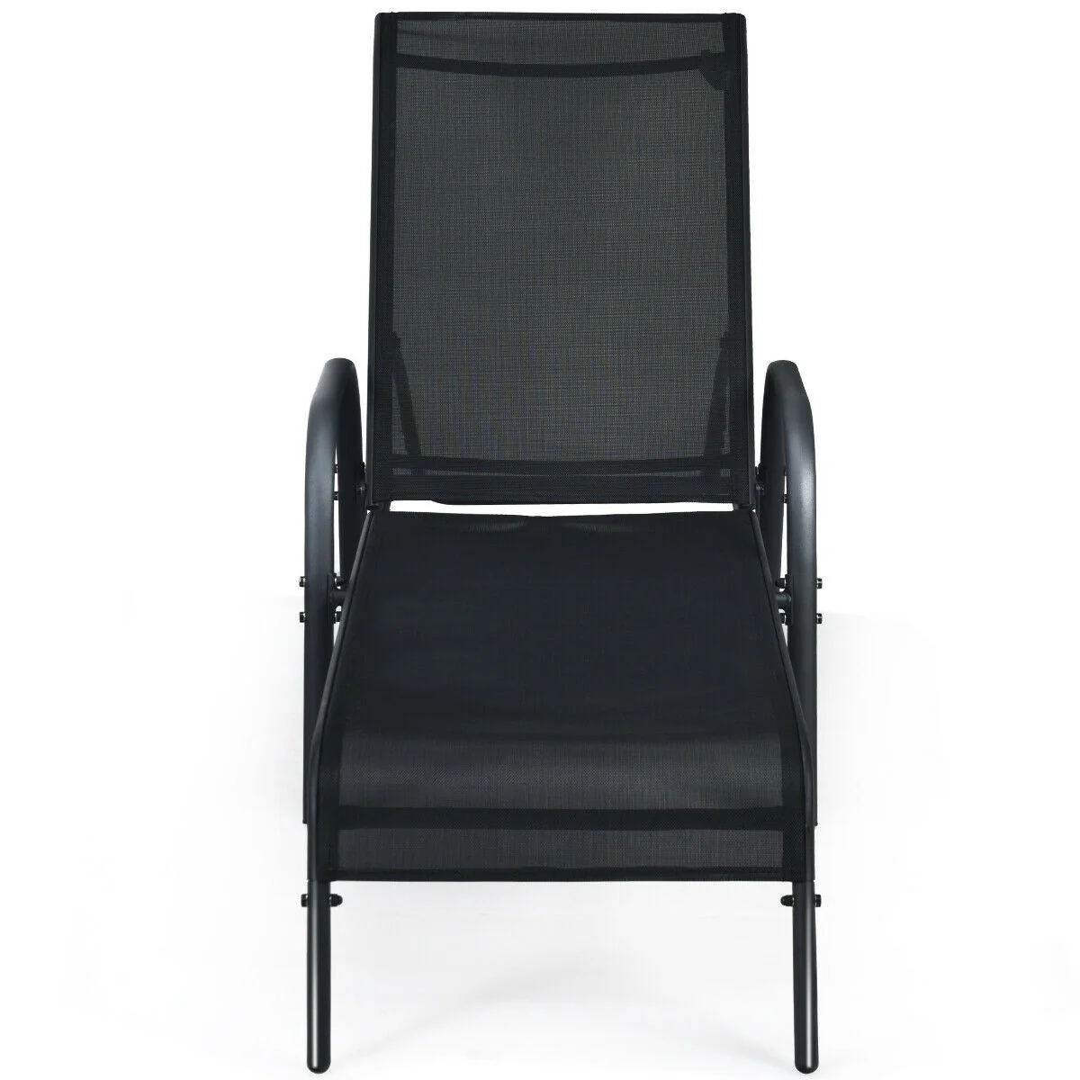 Outdoor Patio Lounge Chair, Adjustable Reclining Armrest, Black - Image 10