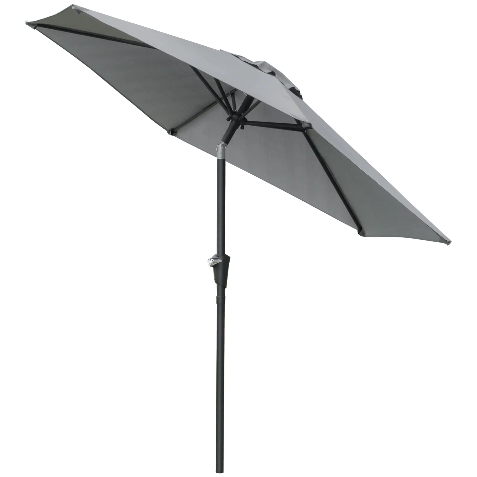 Outdoor Patio Sun Umbrella, 6 Ribs, Light Grey - Image 10
