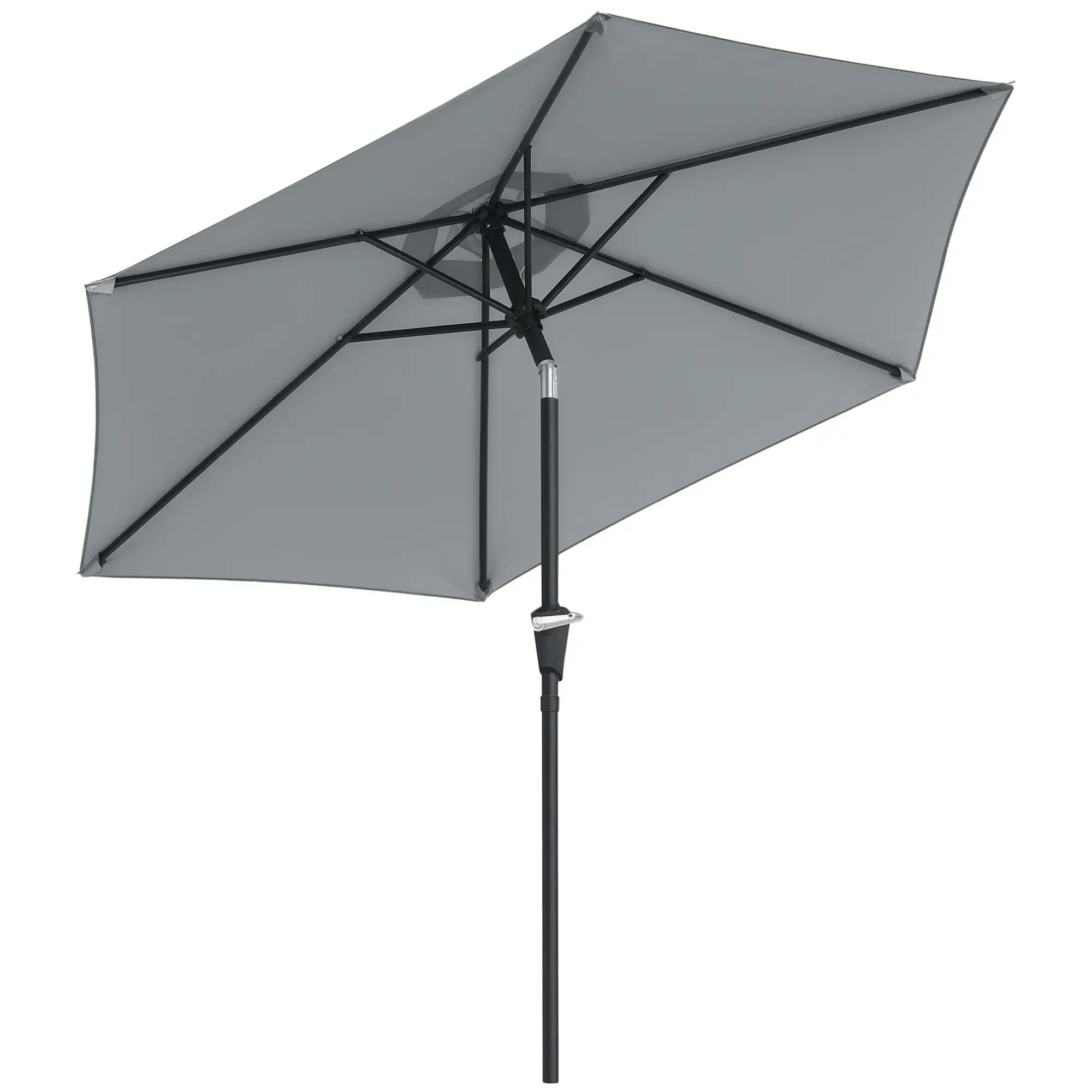 Outdoor Patio Sun Umbrella, 6 Ribs, Light Grey - Image 11