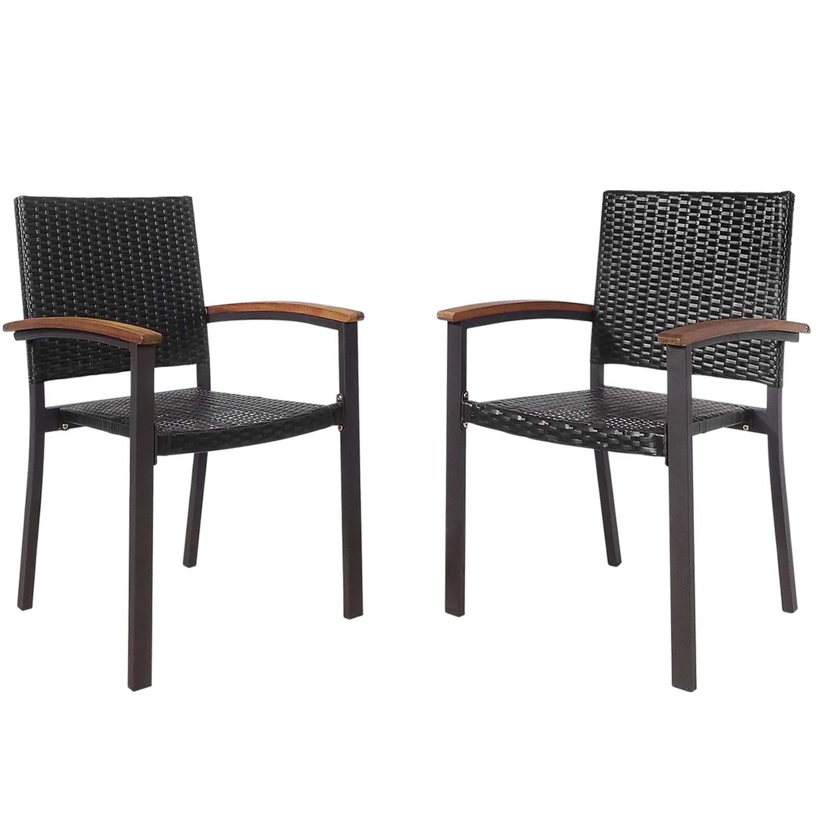 Outdoor Patio Wicker Dining Chairs, Set of 2