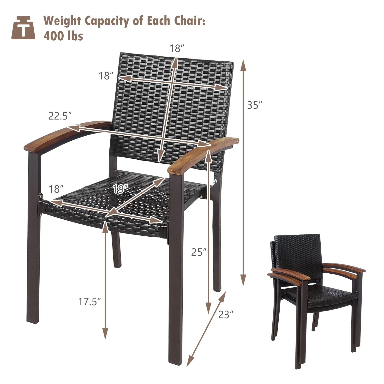 Outdoor Patio Wicker Dining Chairs, Set of 2 - Image 5