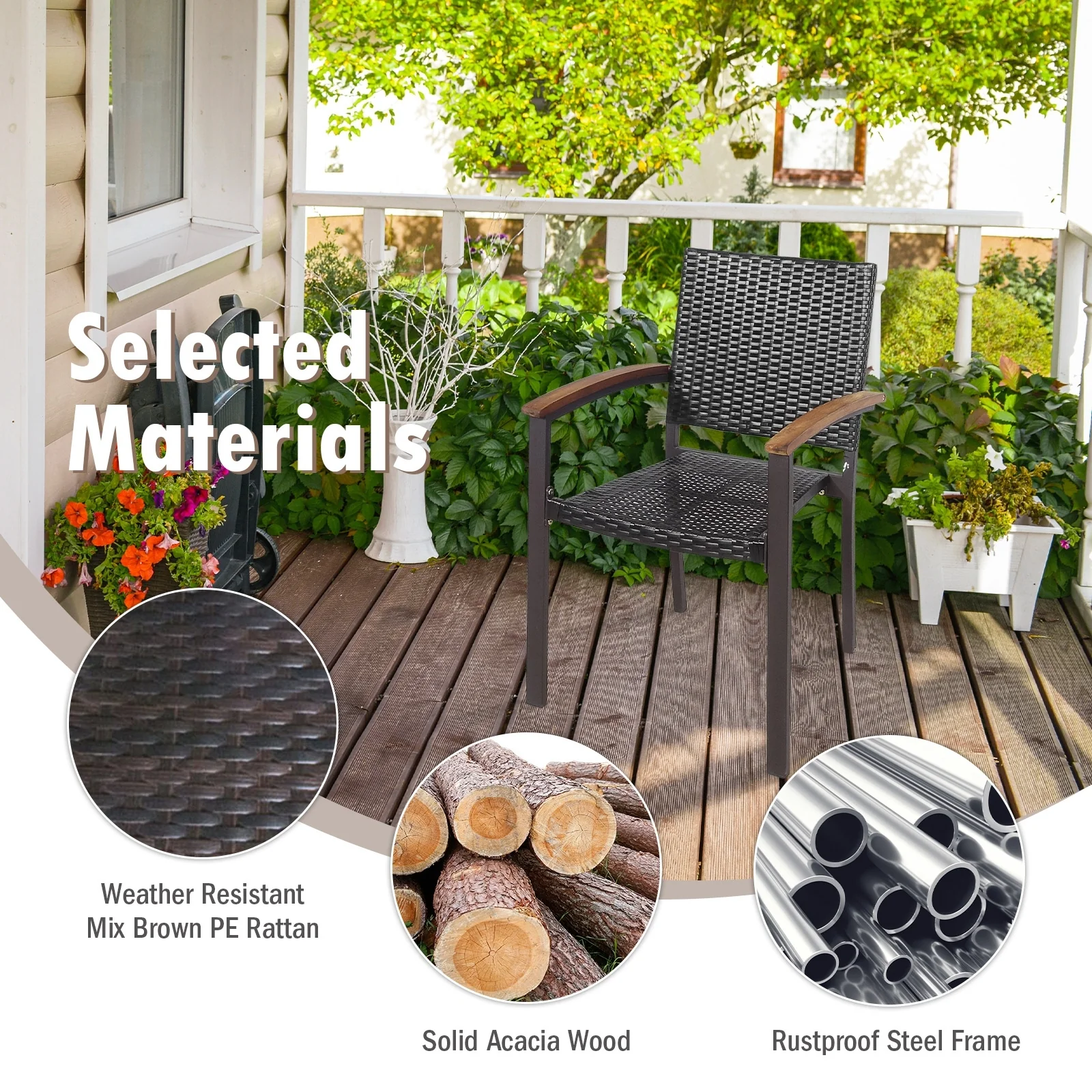 Outdoor Patio Wicker Dining Chairs, Set of 2 - Image 6