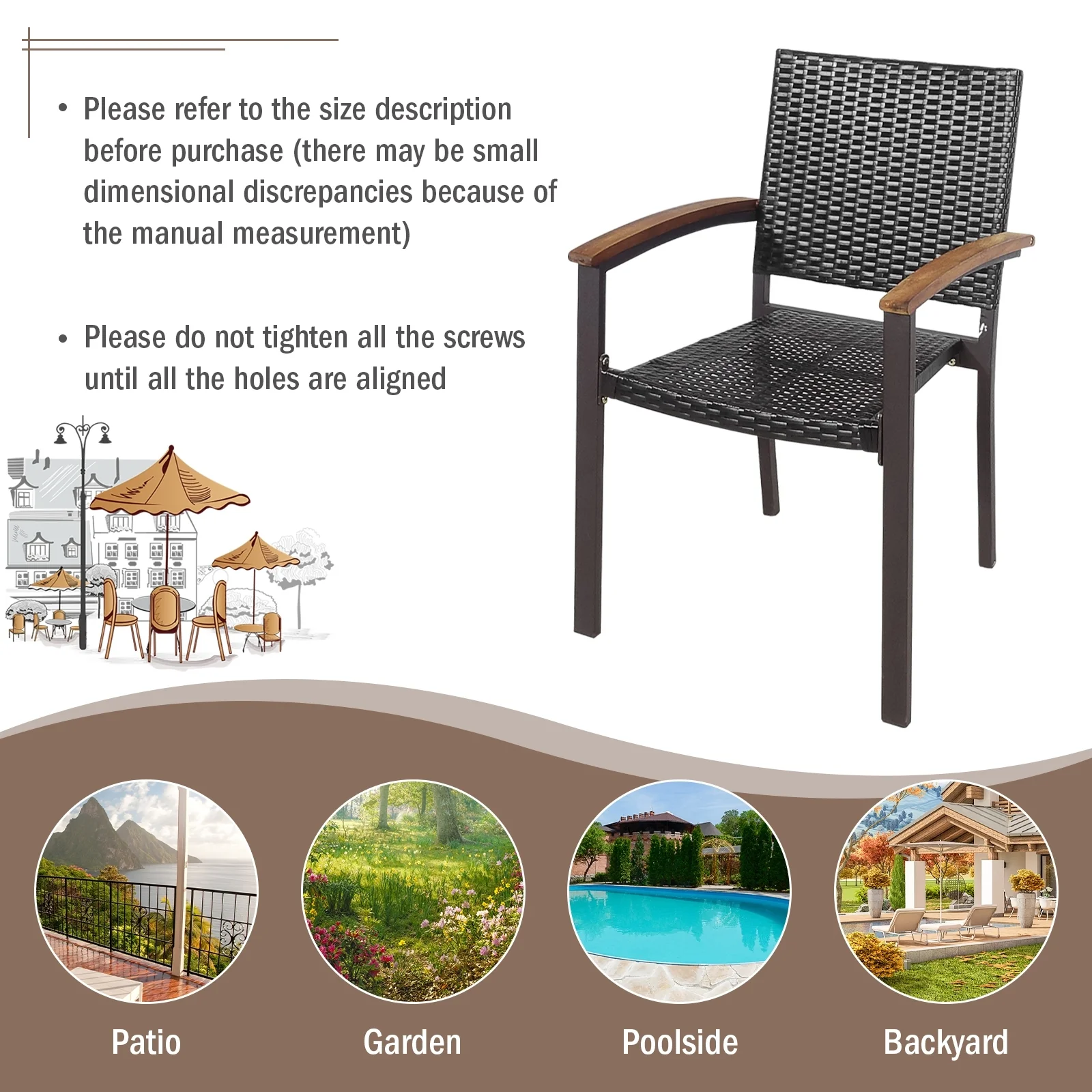 Outdoor Patio Wicker Dining Chairs, Set of 2 - Image 7