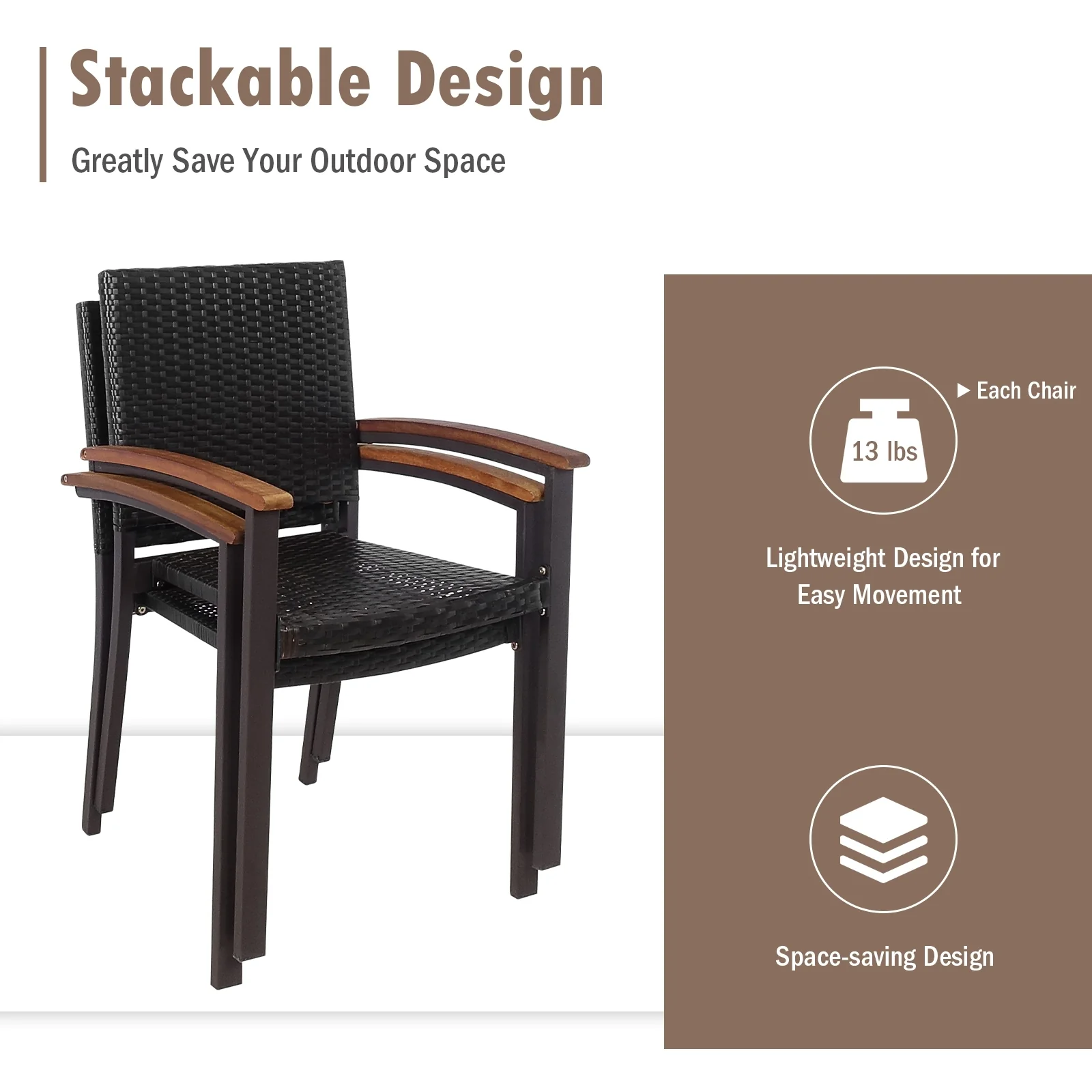 Outdoor Patio Wicker Dining Chairs, Set of 2 - Image 8