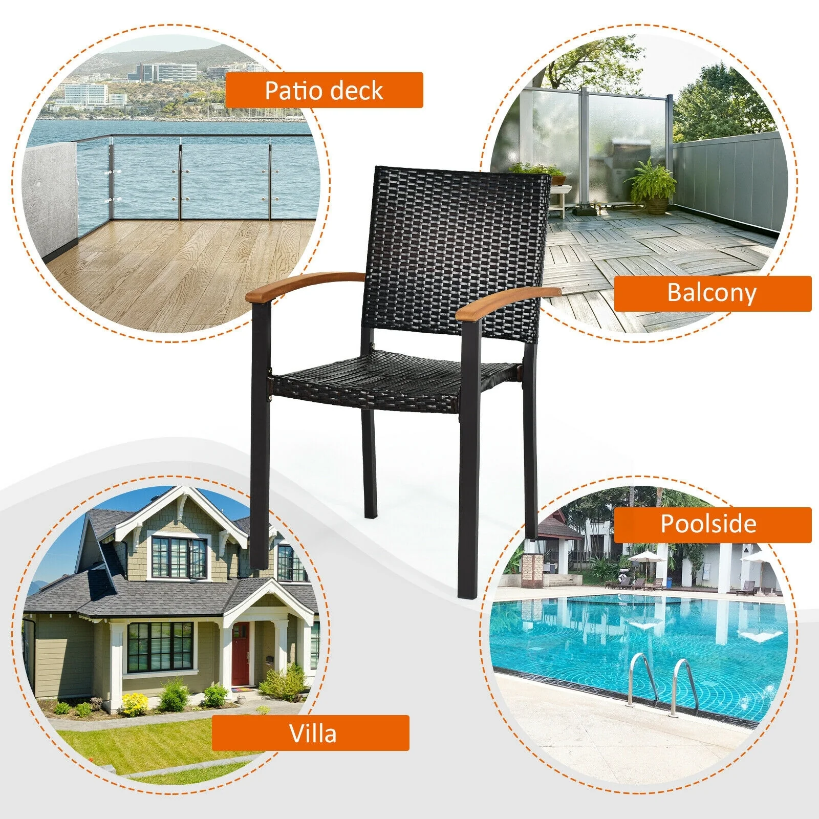 Outdoor Patio Wicker Dining Chairs, Set of 2 - Image 9