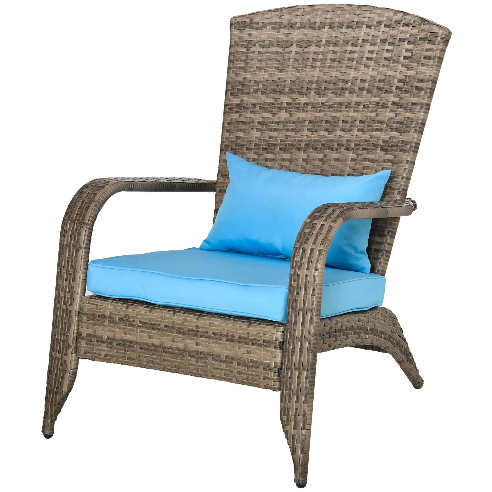 Outdoor PE Rattan Adirondack Chair, w/ Cushions, Blue - Image 11