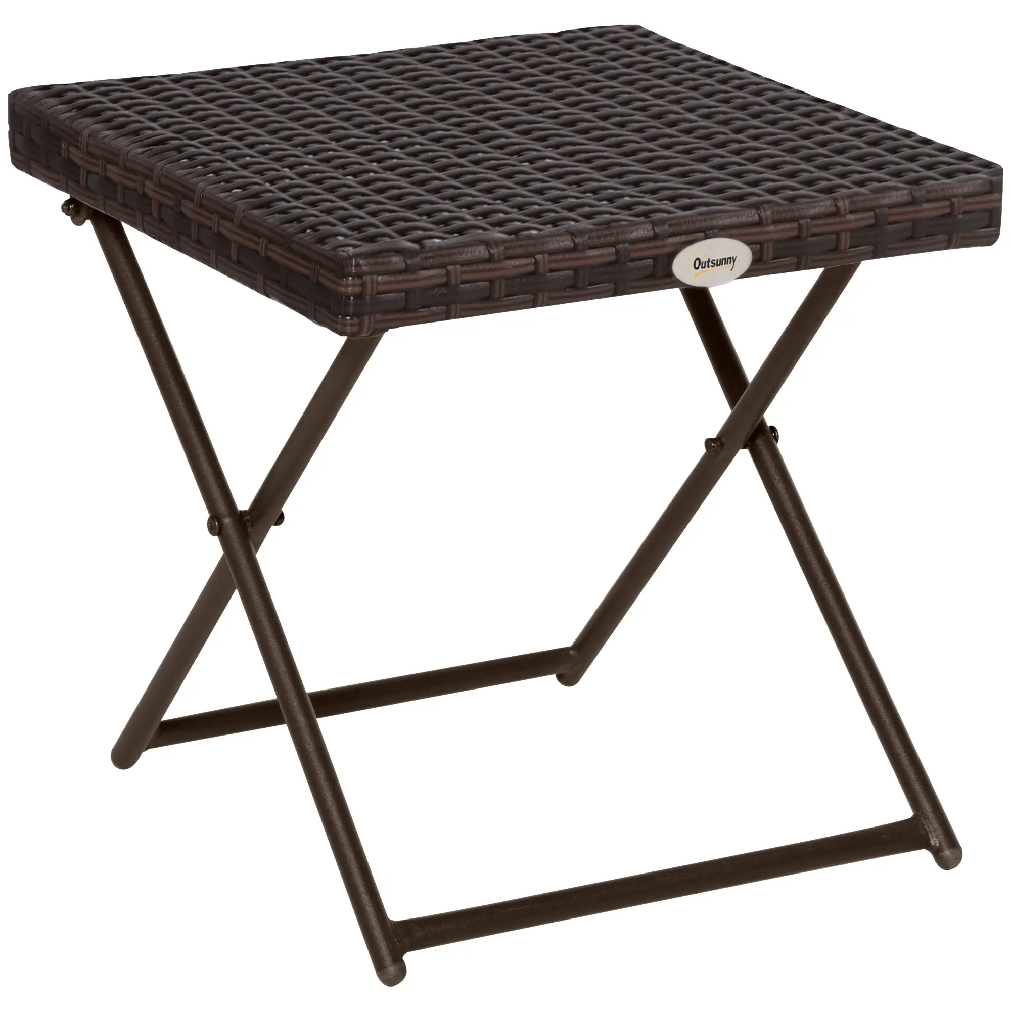 Outdoor PE Rattan Coffee Table, 15.75"x15.75"x15.75", Brown