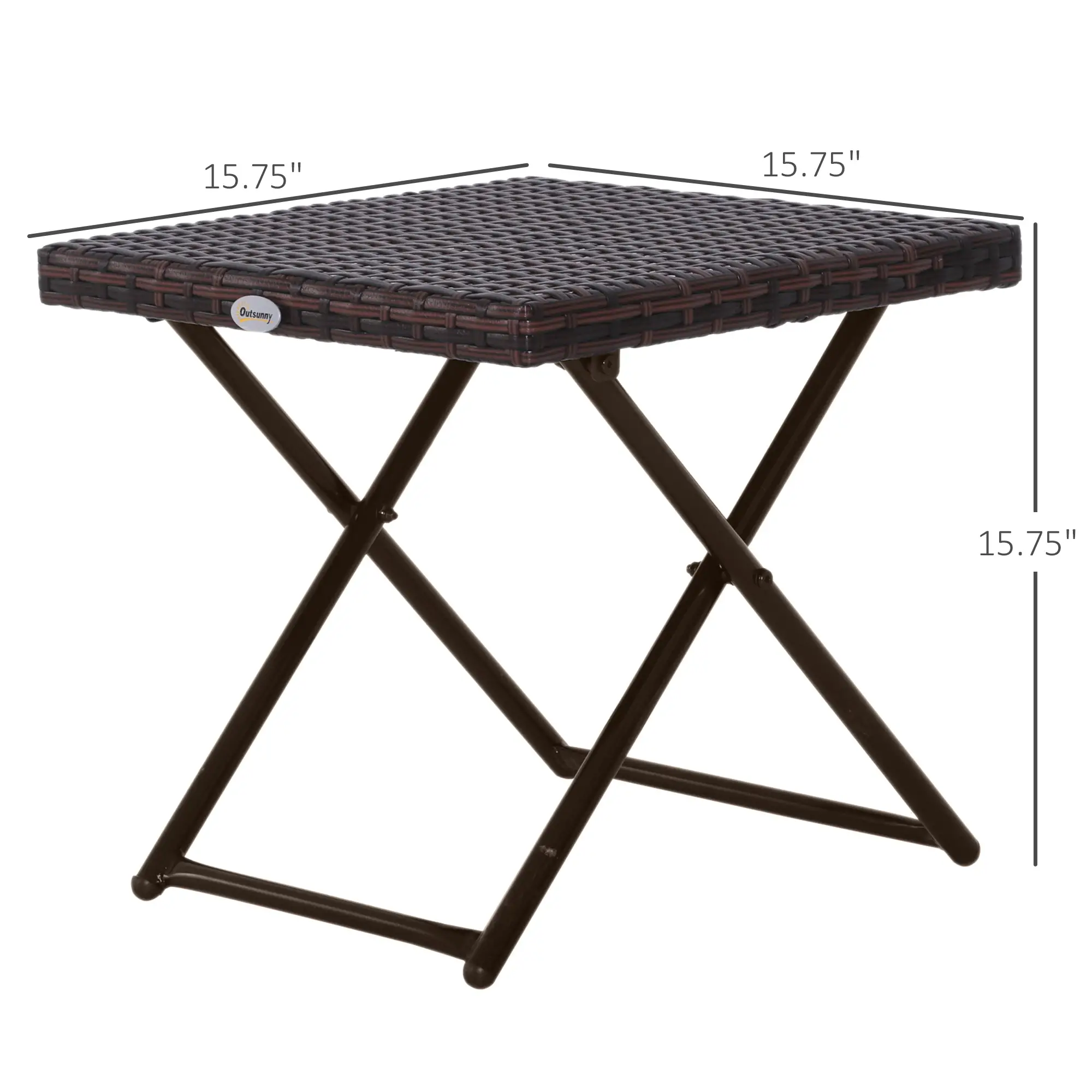 Outdoor PE Rattan Coffee Table, 15.75"x15.75"x15.75", Brown - Image 3