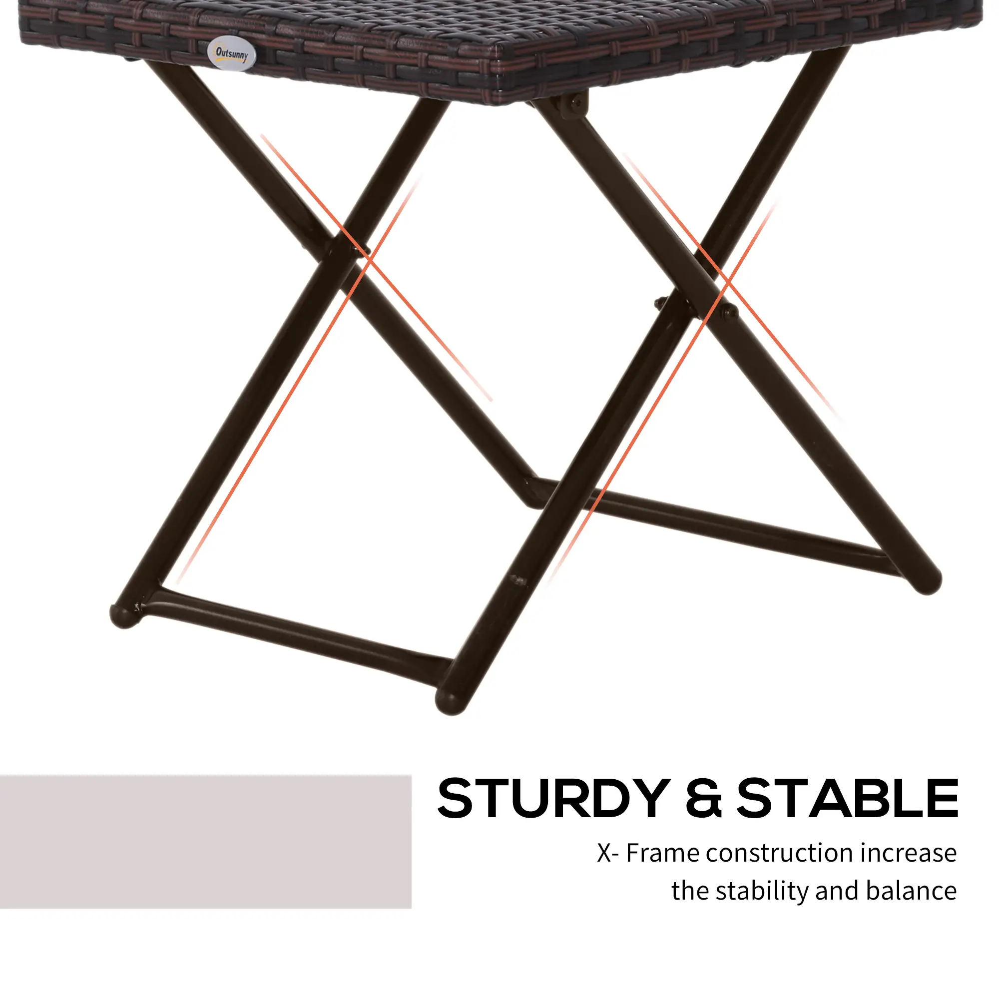Outdoor PE Rattan Coffee Table, 15.75"x15.75"x15.75", Brown - Image 5