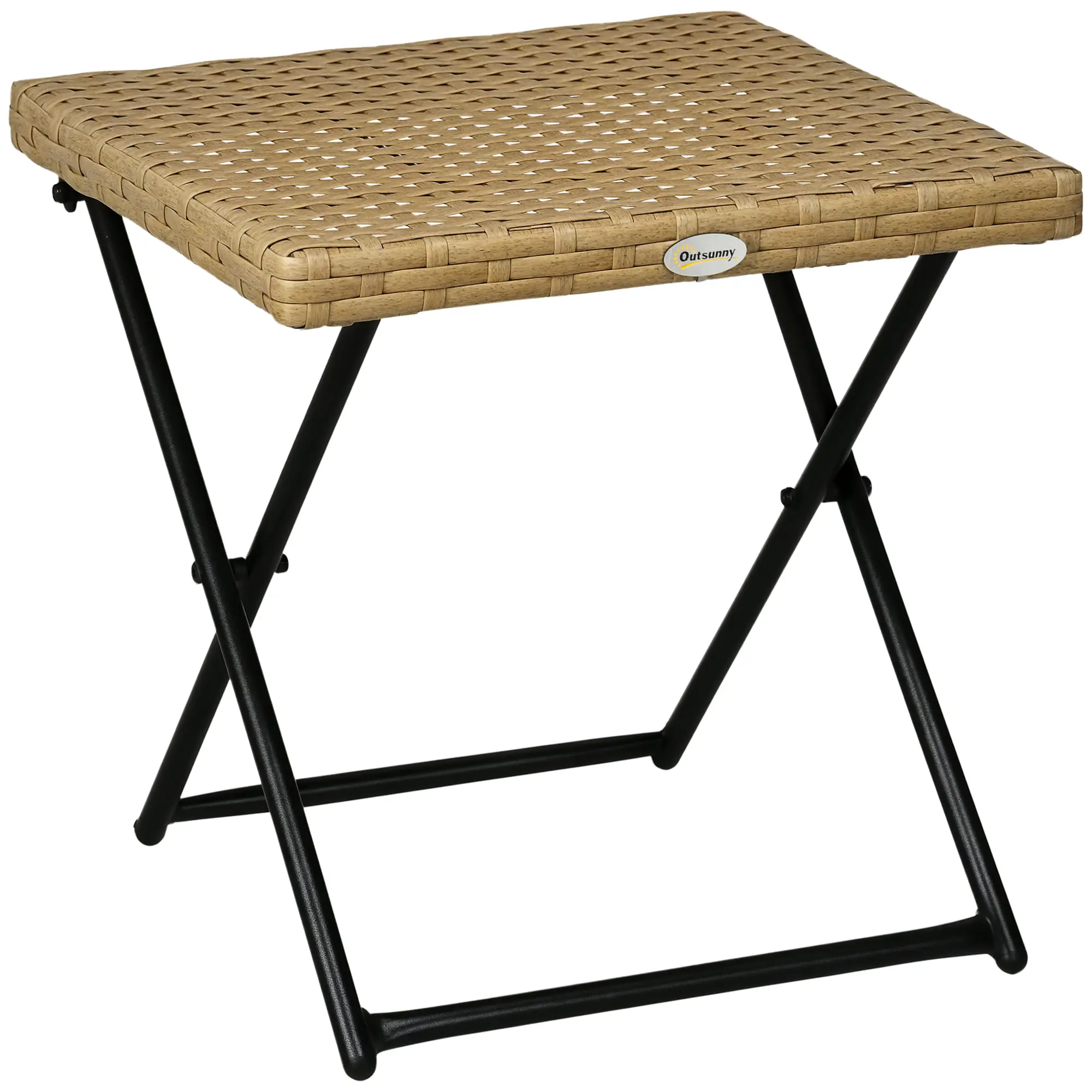 Outdoor PE Rattan Coffee Table, 15.75"x15.75"x15.75", Nature Wood - Image 11