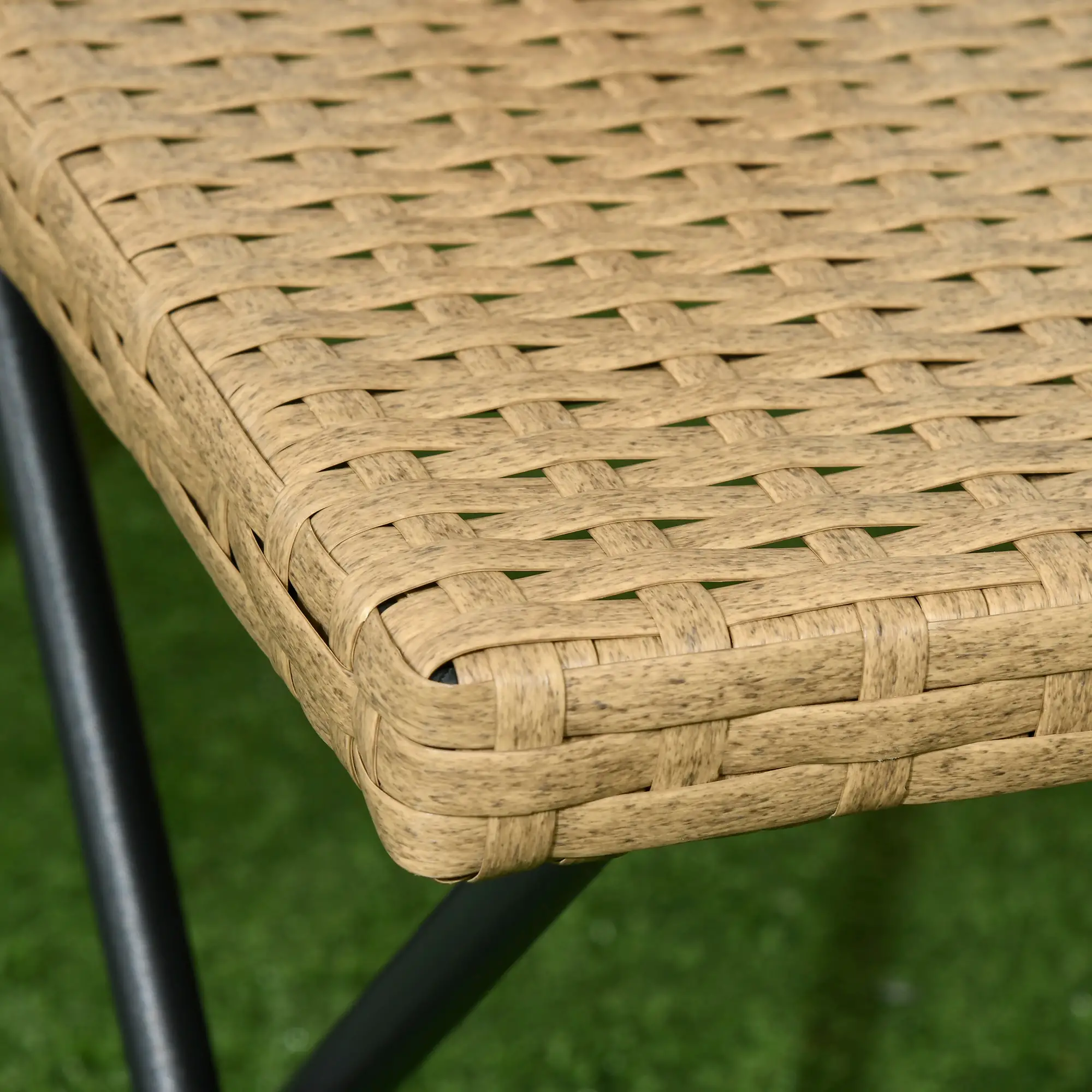 Outdoor PE Rattan Coffee Table, 15.75"x15.75"x15.75", Nature Wood - Image 9