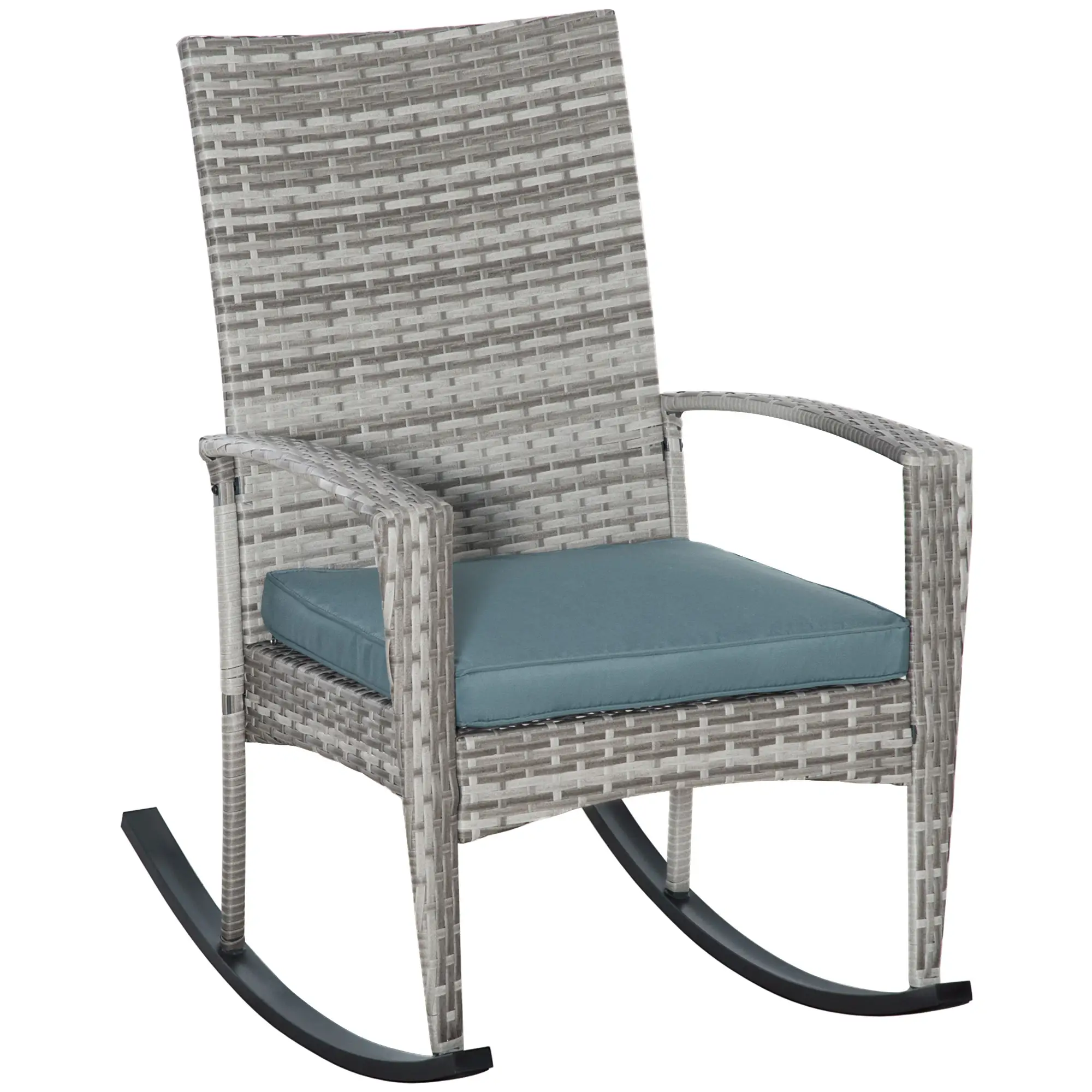 Outdoor PE Rattan Rocking Chair, Garden Glider, Grey - Image 11