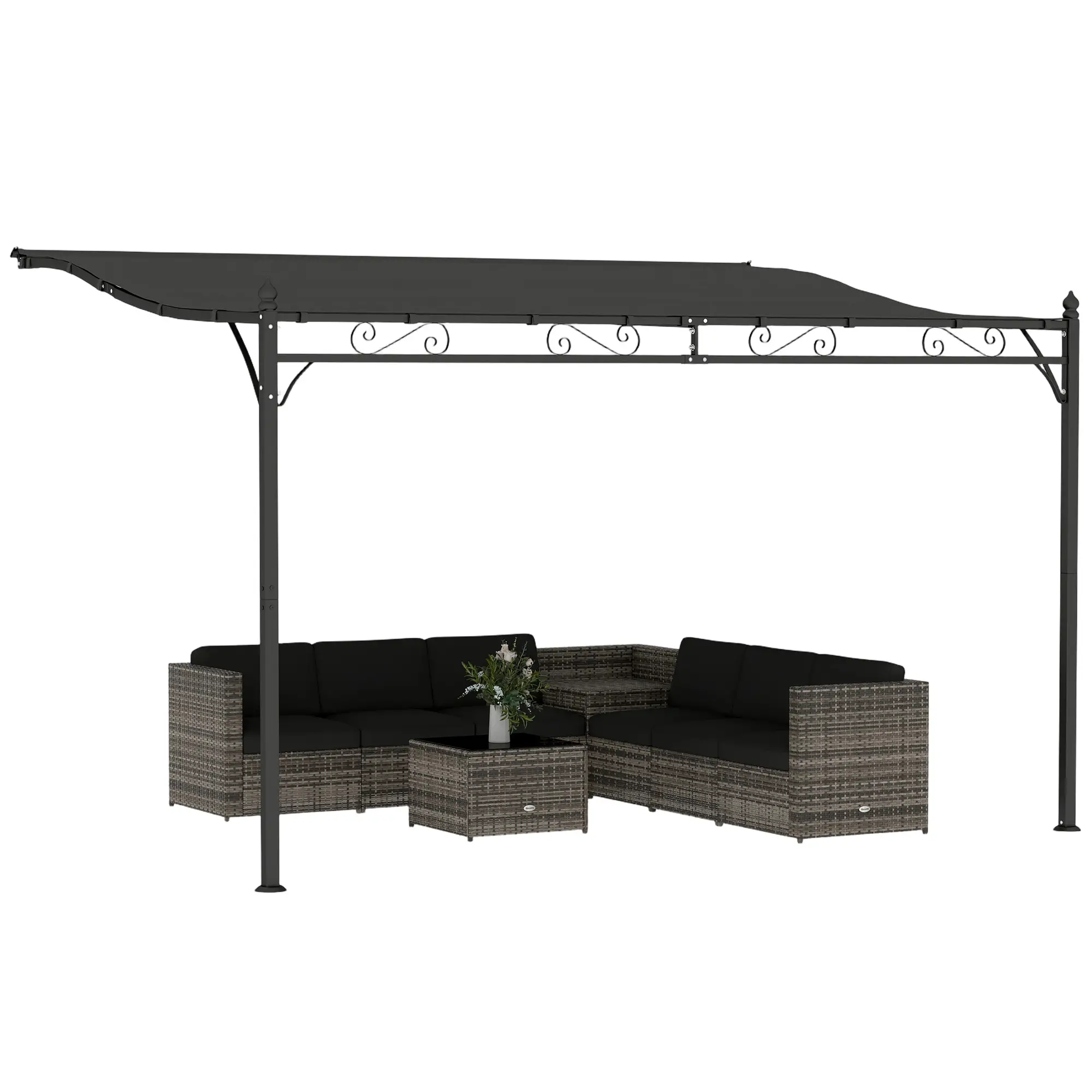 Outdoor Pergola, 11.5' x 8.2' Wall Mounted, Metal Frame, UPF30+, Garden Gazebo - Image 11