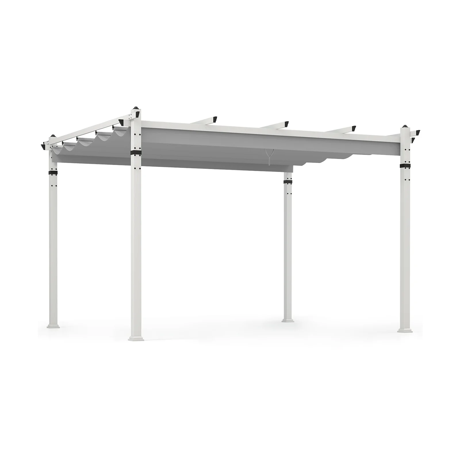 Outdoor Pergola, Retractable Canopy, Aluminum Frame, Gray