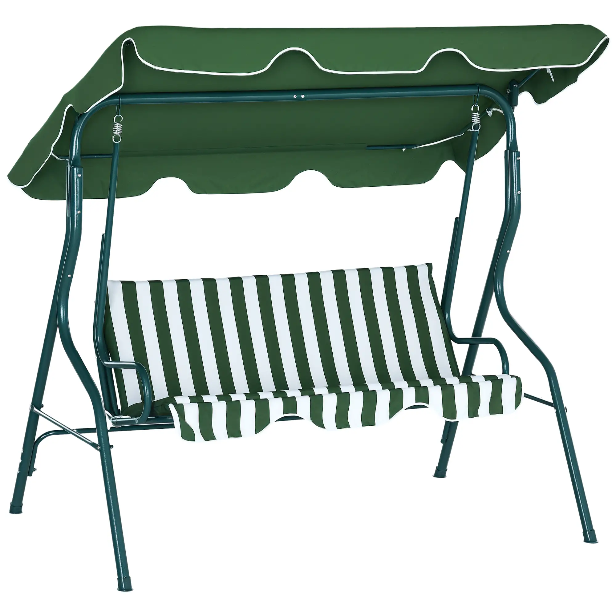 Outdoor Porch Swing, Adjustable Canopy, 3-Seater, Green - Image 11