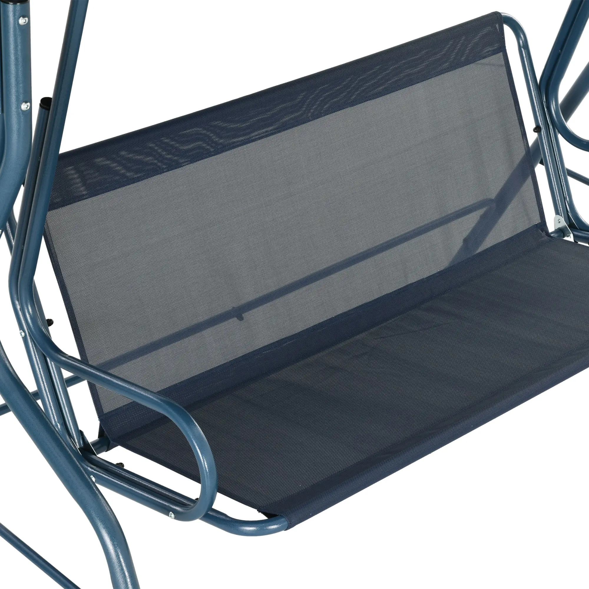 Outdoor Porch Swing, Adjustable Canopy, 3-Seater with Cushion, Blue - Image 9