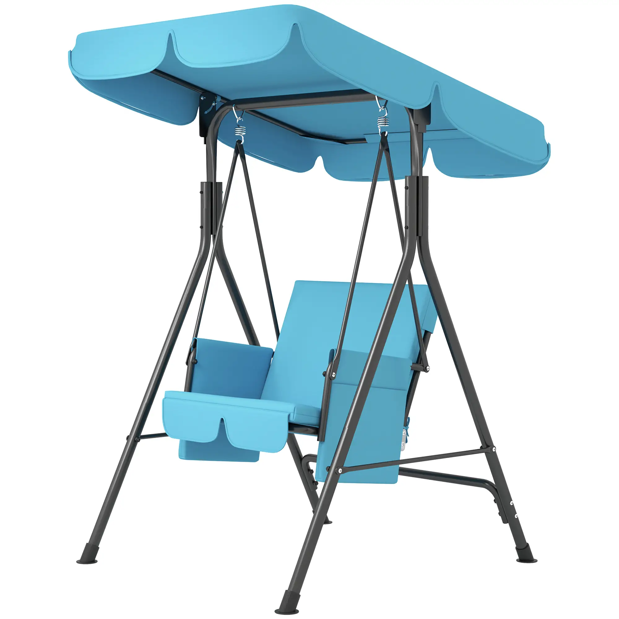 Outdoor Porch Swing, Adjustable Canopy, Removable Cushion, 1-Seat