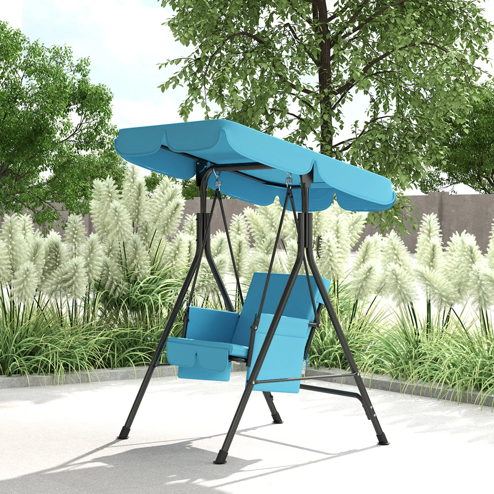 Outdoor Porch Swing, Adjustable Canopy, Removable Cushion, 1-Seat - Image 10