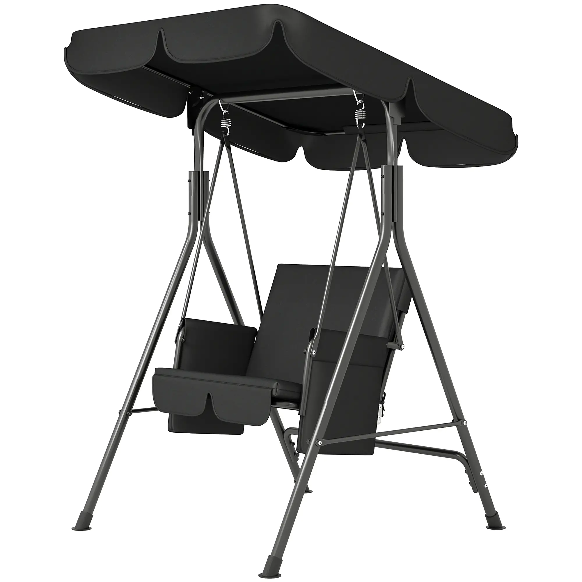 Outdoor Porch Swing, Adjustable Canopy, Removable Cushion, 1-Seat