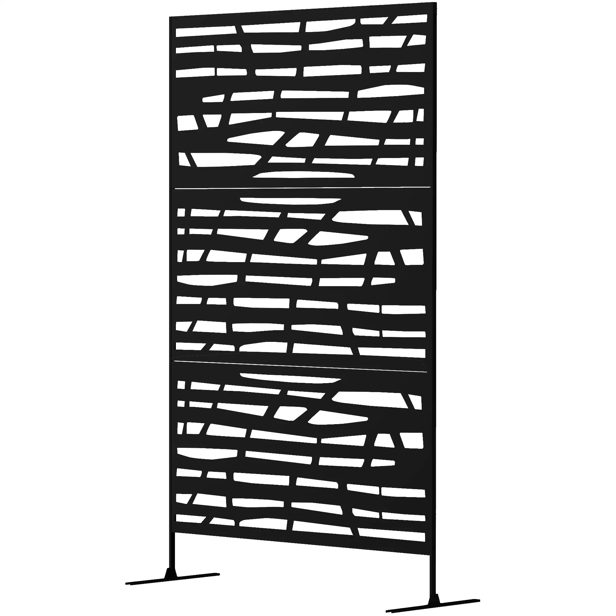Outdoor Privacy Panel, Freestanding Metal Divider, Garden, Backyard, Deck, Black