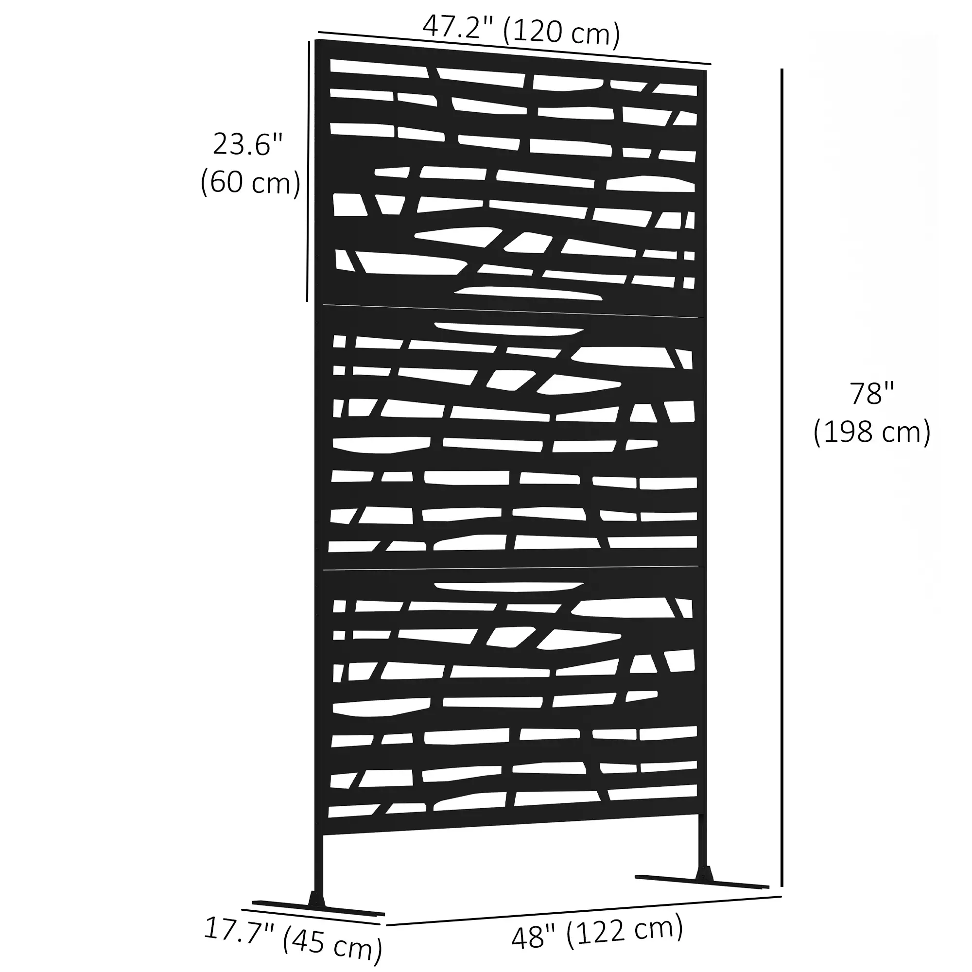 Outdoor Privacy Panel, Freestanding Metal Divider, Garden, Backyard, Deck, Black - Image 3