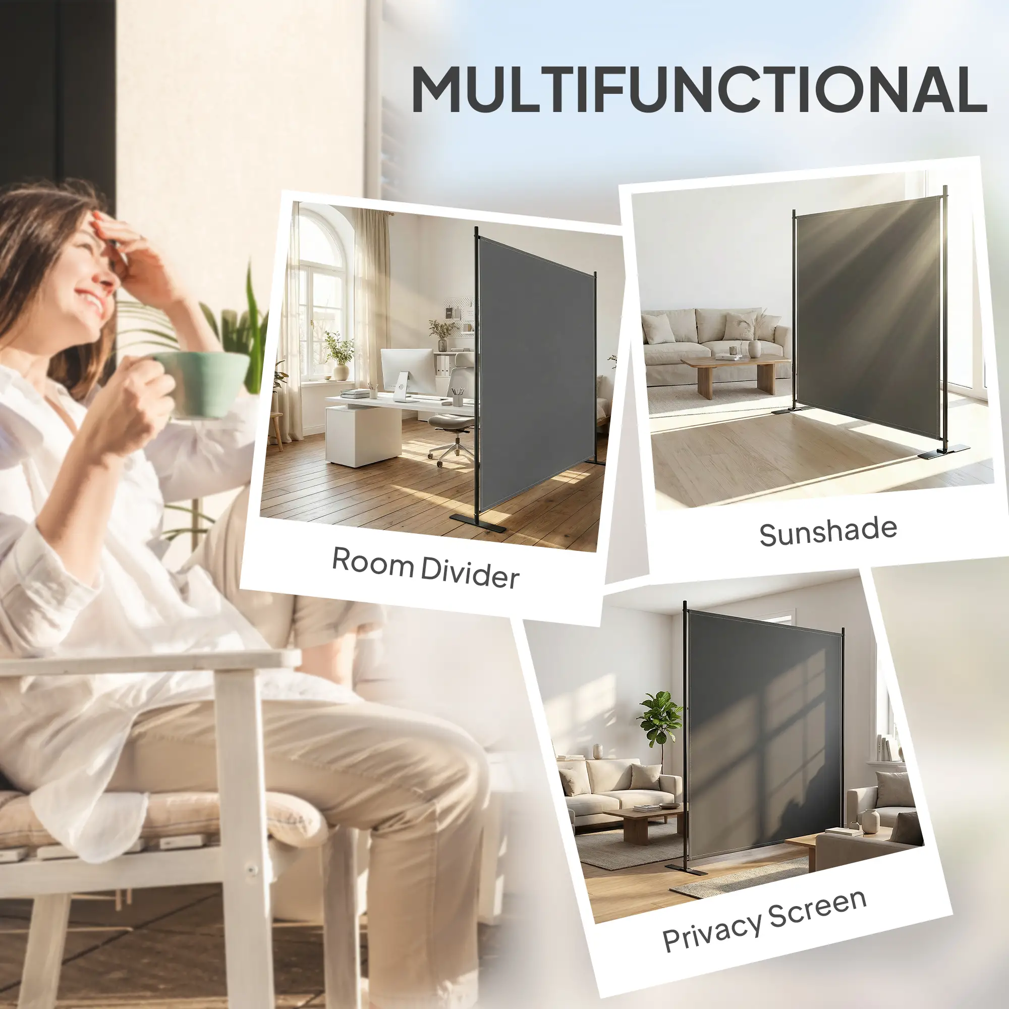 Outdoor Privacy Screen, 70.9" x 70.9", Dark Grey - Image 6