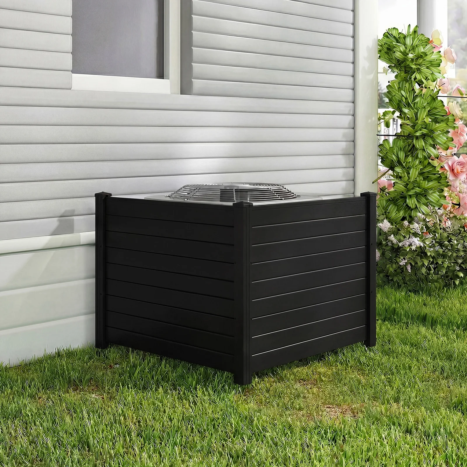 Outdoor PVC Privacy Screens, 20 Inch Fence Panels, Black - Image 2